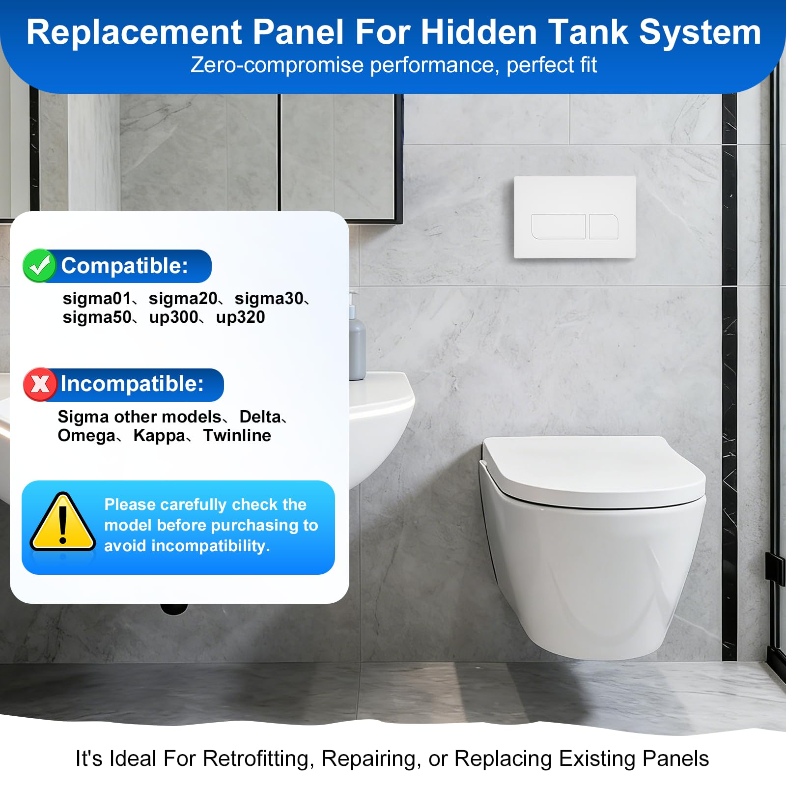 Piastra di comando per WC, piastra di comando Geberit Sigma, compatibile con Geberit Sigma 01 20 30 50 UP300/320, piastra di ricambio 115.770.11.5, piastra di ricambio per risciacquo, 246 × 164 mm
