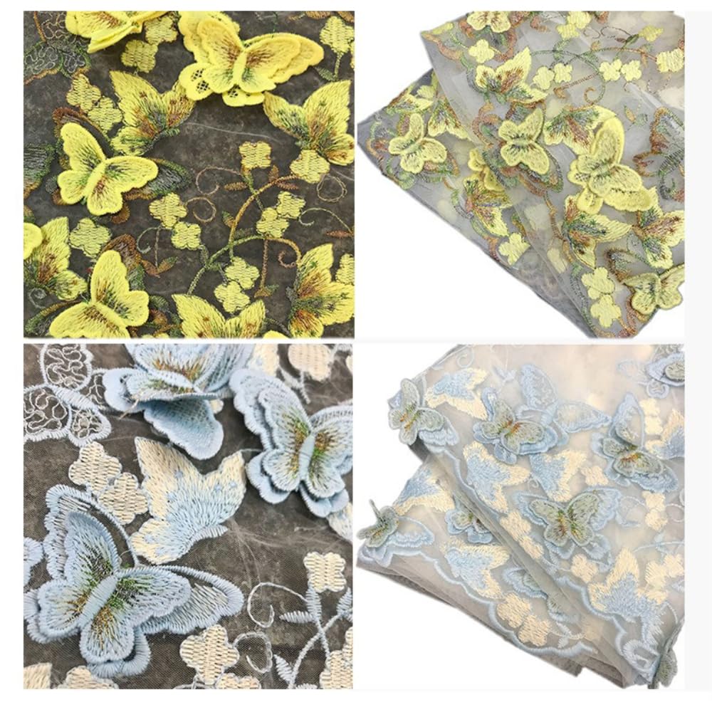 75 cm x 3 jardy, haftowany motyl, koronka, materiał dekoracyjny, tiul, materiał do szycia, koronka, tiul z motylem 3D, na sukienkę, kostium, welon, biały