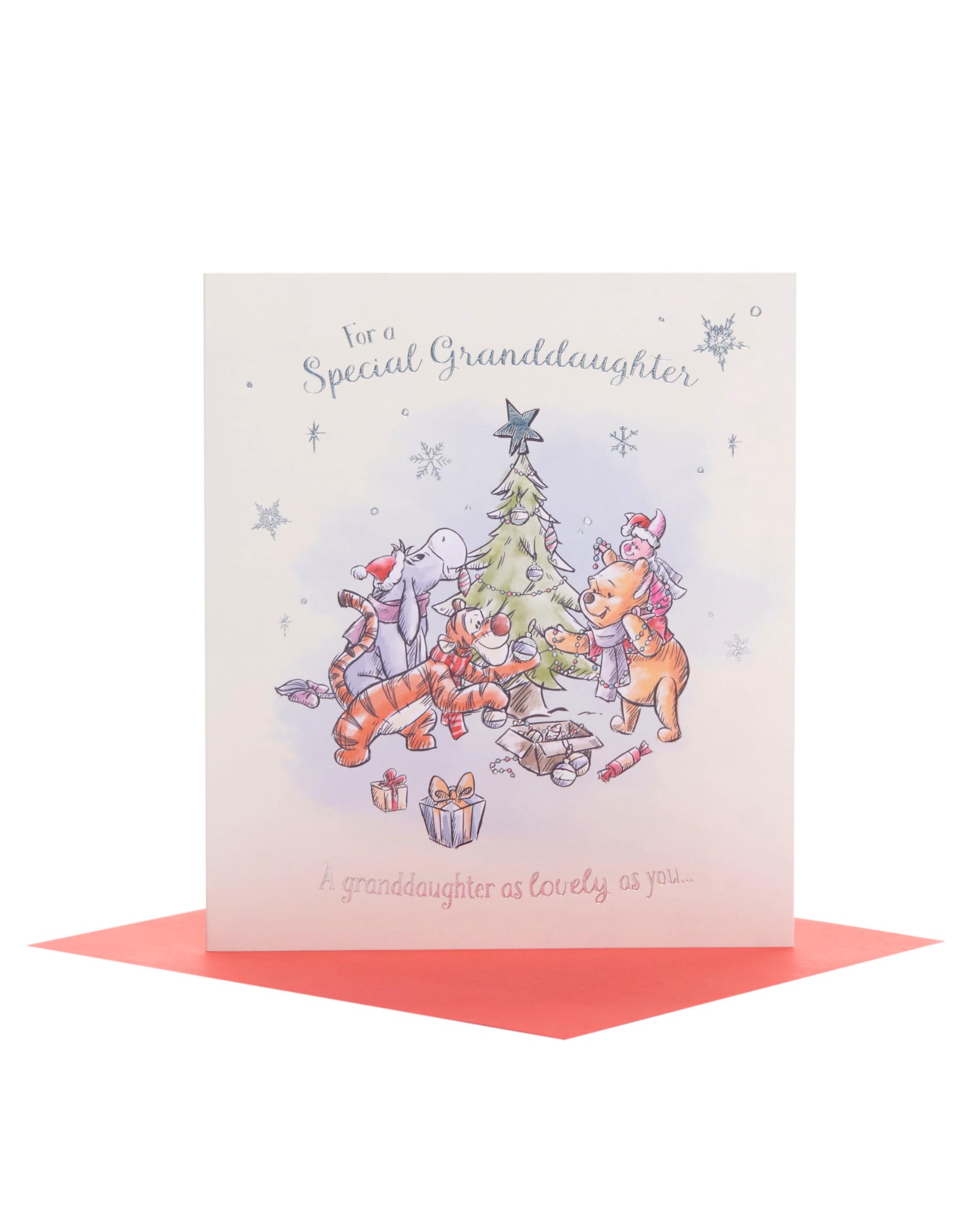 UK Greetings Disney Winnie The Pooh Christmas Card for Granddaughter - Adorable Design
