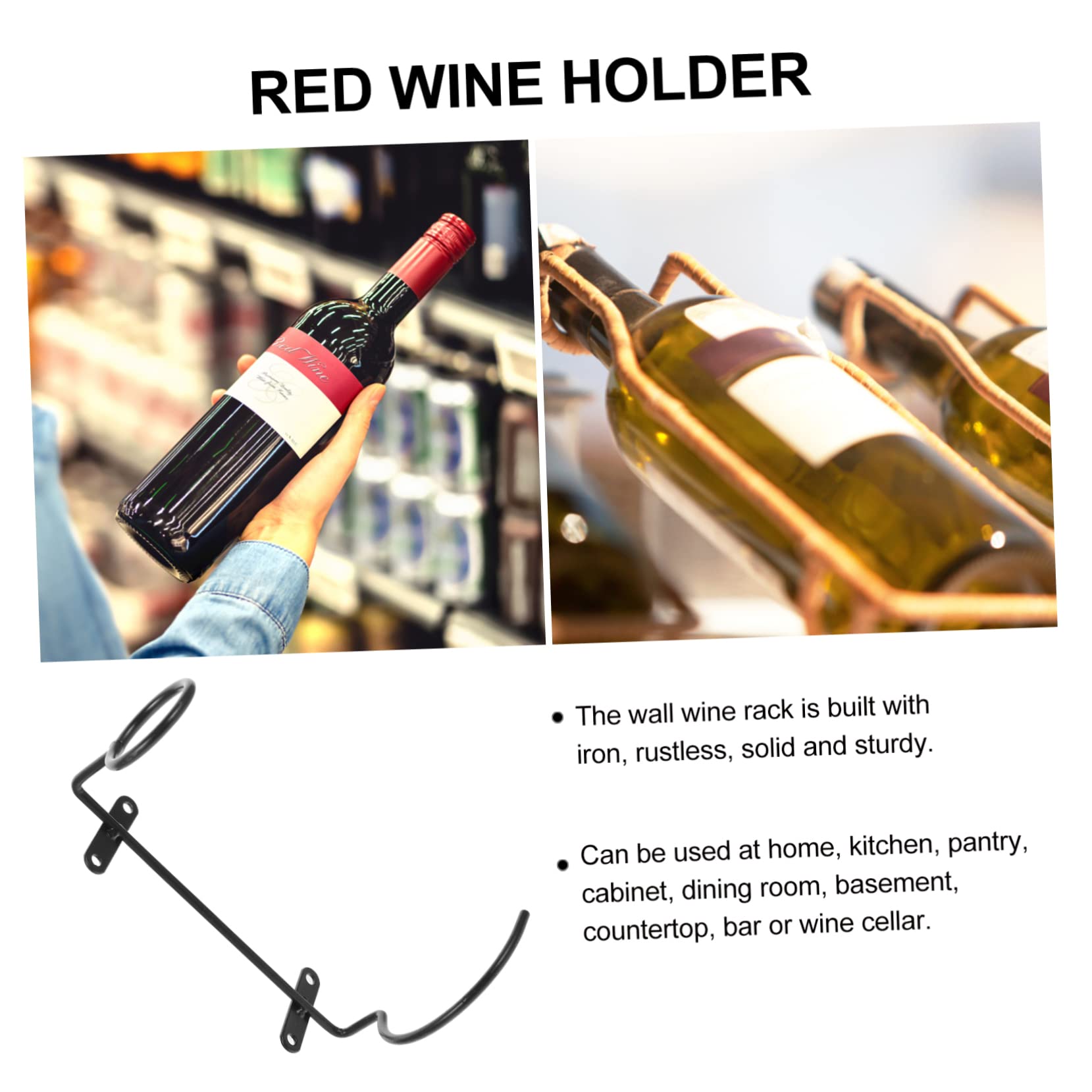 TOPBATHY Weinregal Wandmontage aus Eisen 6 Stück Hängendes Weinflaschenregal Schwarz Rostfrei und Platzsparend Geeignet für Wein und Spirituosenflaschen für Riegel und Vorratsraum