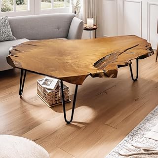 Wood Coffee Table - Live Edge Coffee Table - Natural Wooden Coffee Table...