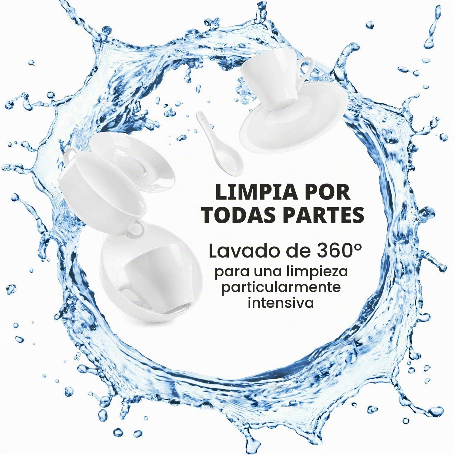 Klarstein Lagoona Mini lavavajillas de libre instalación, Potencia: 1380 W, 6 servicios estándar, Consumo de agua: 6,5 L, 7 programas más secado extra, 49 dB, panel táctil negro, blanco