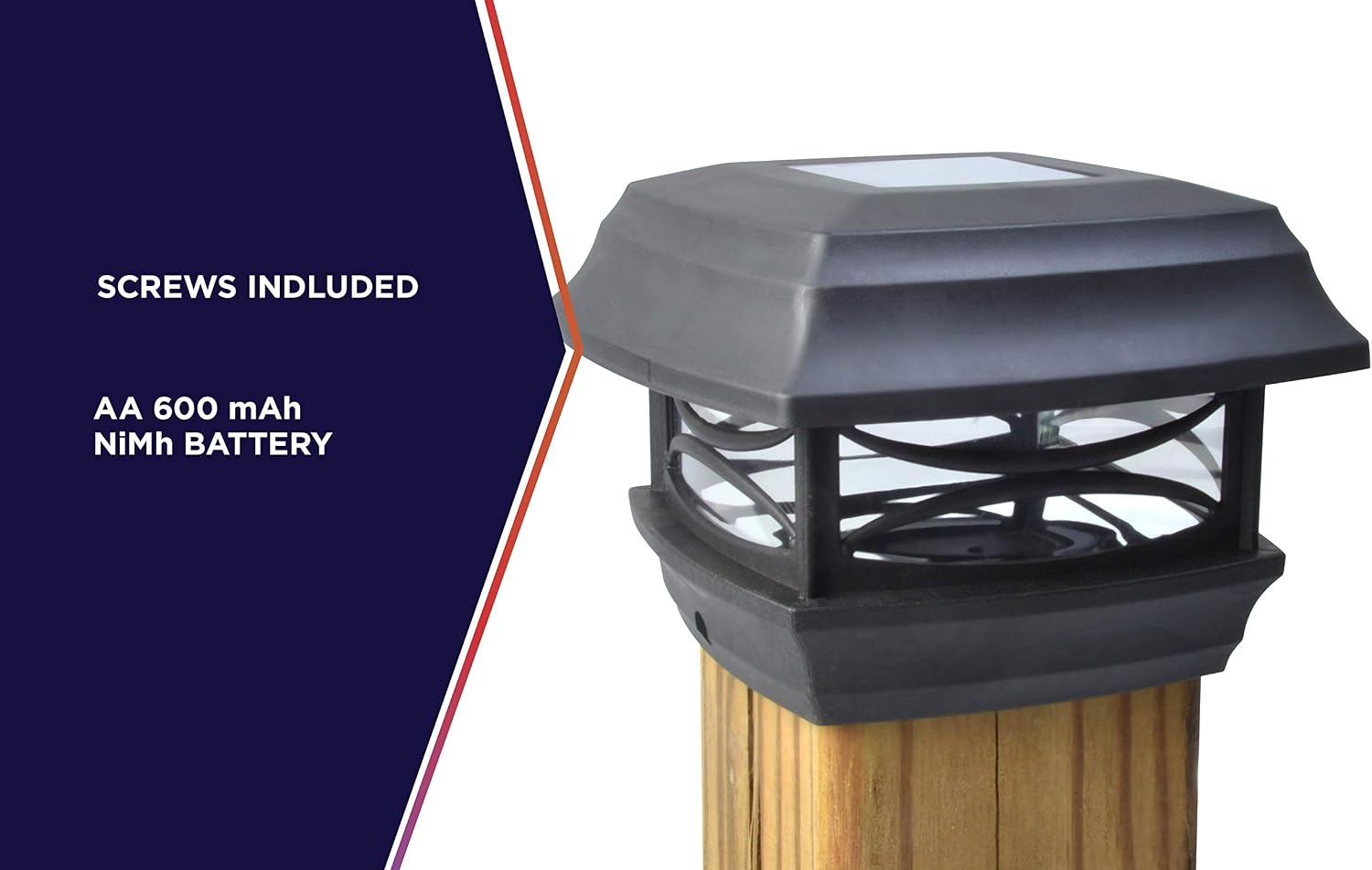 Moonrays 91253 (Black) Solar LED Cap Lamp 4x4 Wooden Posts, 4-Inch