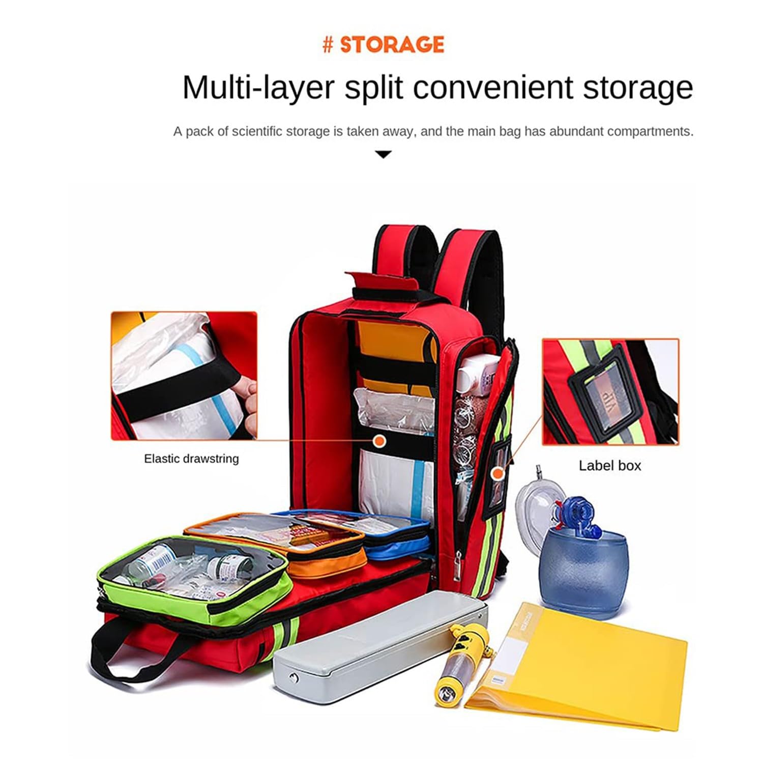 Mochila Vacía De Primeros Auxilios, Bolsa Médica, Bolsa De Emergencia para Traumatismos Bolsa De Rescate para Viajes Camping Ciclismo Supervivencia Al Aire Libre