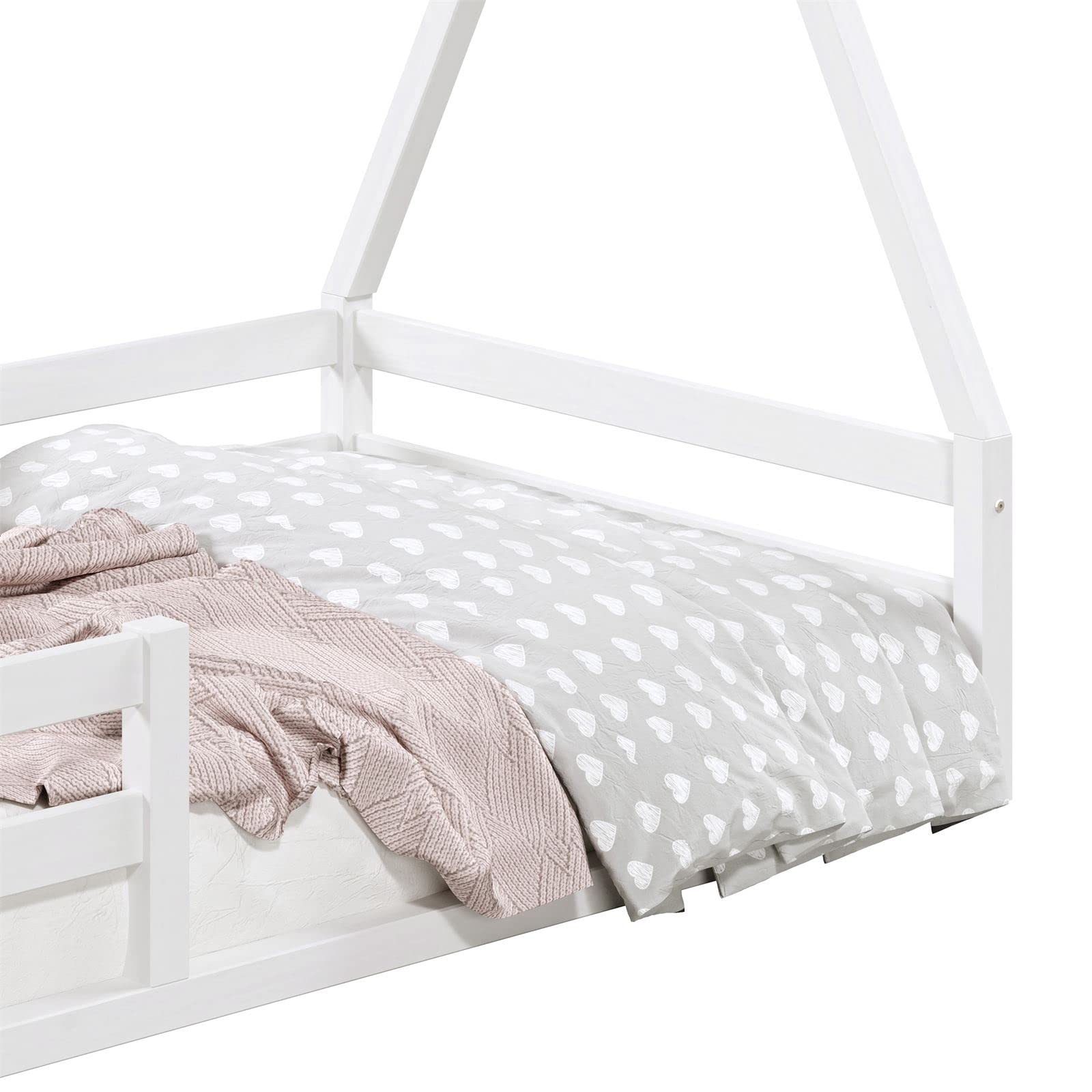 IDIMEX Lit cabane SILA 90x190 cm, lit Simple Enfant 1 Place Type Montessori, en pin Massif Blanc