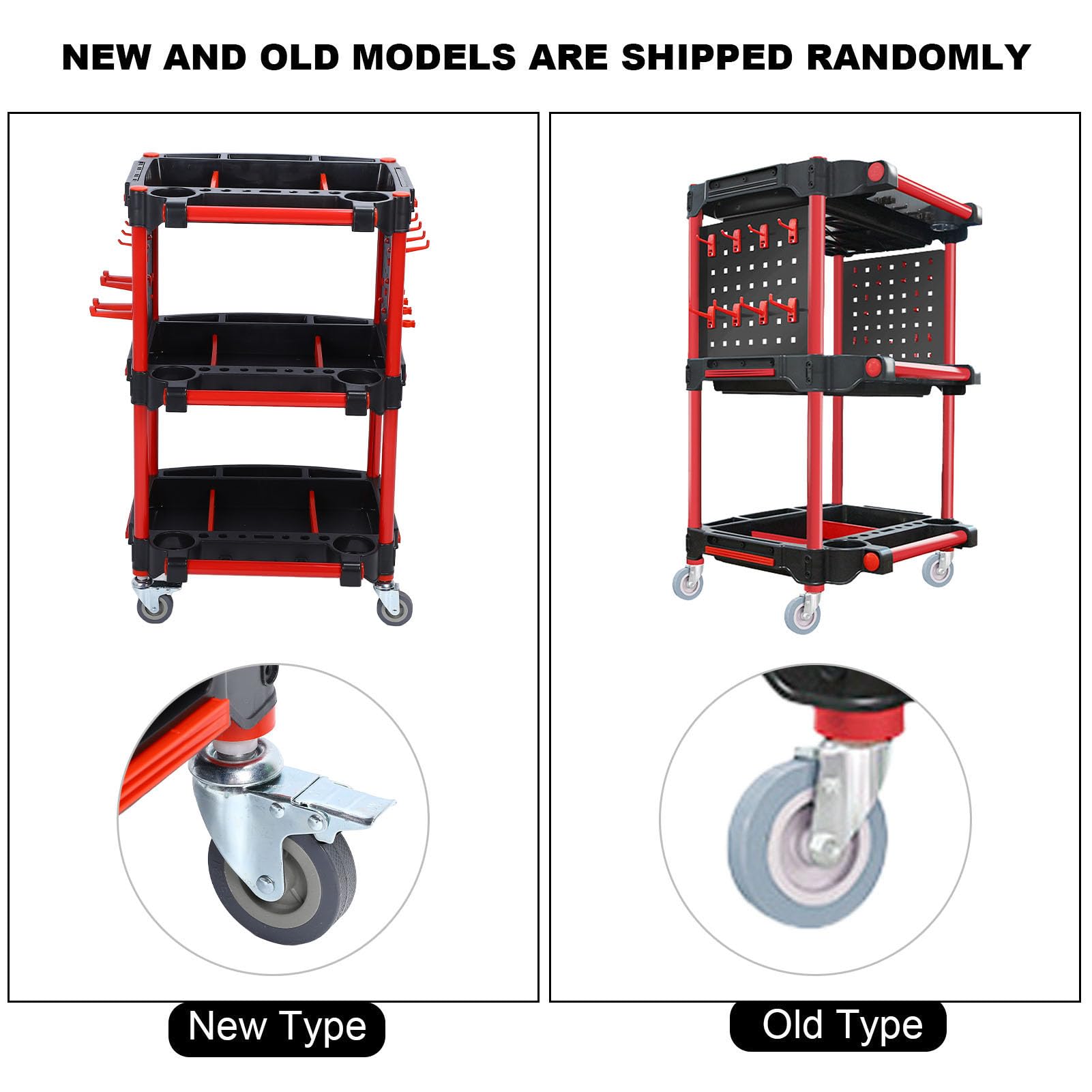 Utilidad Auto Detalle Herramienta Cart Organizer, 3 capas multifunción de plástico lavado de coches carrito detalle con ganchos, clips de rodillos, cierres de , para detallistas garaje, taller
