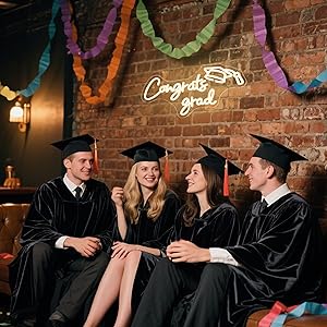 NOSUN Congrats Grad Neon Sign Grad Neon Signs for Wall Decor Warm White LED Signs for Classmates friends family USB Neon Word Sign for Party Club Light Up Sign Best Gift for Graduating Friend