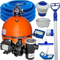Conjunto Filtro Piscina F450P Nautilus Motobomba NBFC 1/2cv Kit Limpeza Completo 52mil Litros