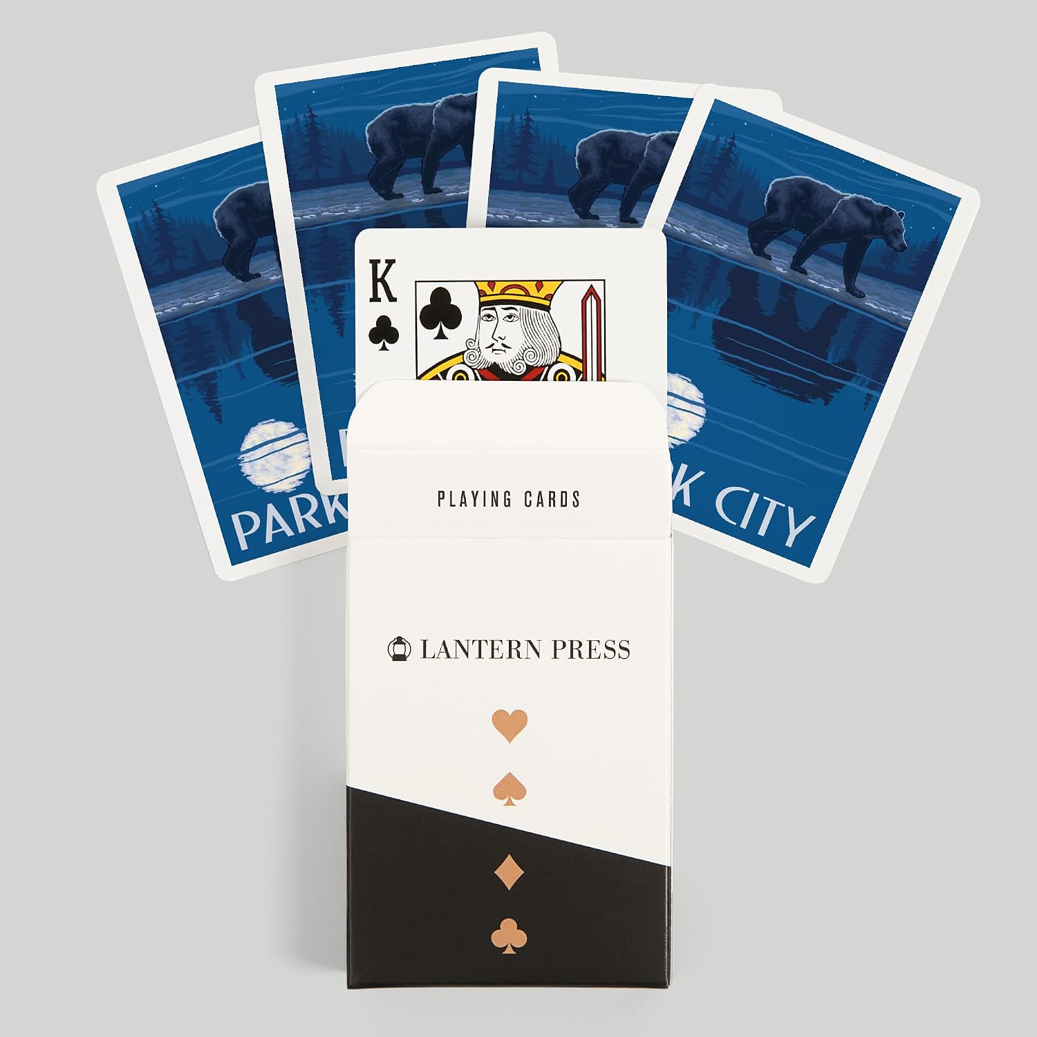 Lantern Press Park City, Bear in Moonlight, 52 Playing Cards for Adults, Poker Size Card Deck