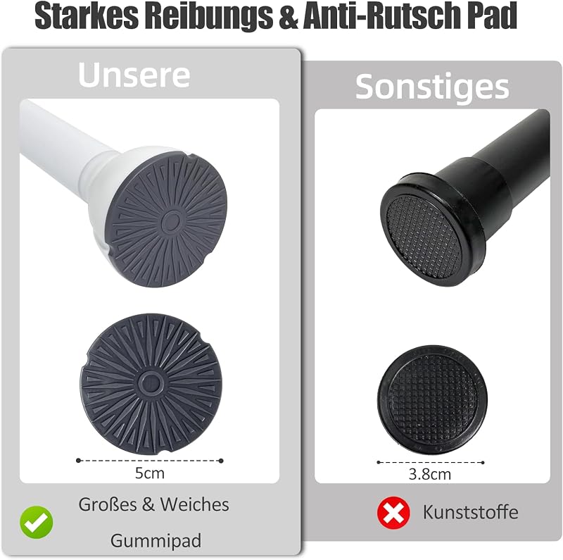 LOLYPOT Rozsdamentes Függönyrúd 85-183 cm Fúrás Nélküli Állítható Teleszkopos