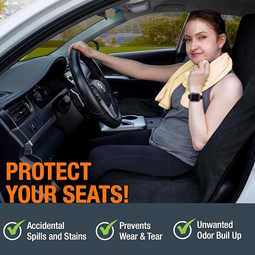 Miniatura 3 de Funda de asiento de toalla de sudor de tela de rizo protector de toalla para asiento de automóvil ideal para entrenamiento de gimnasio impermeable