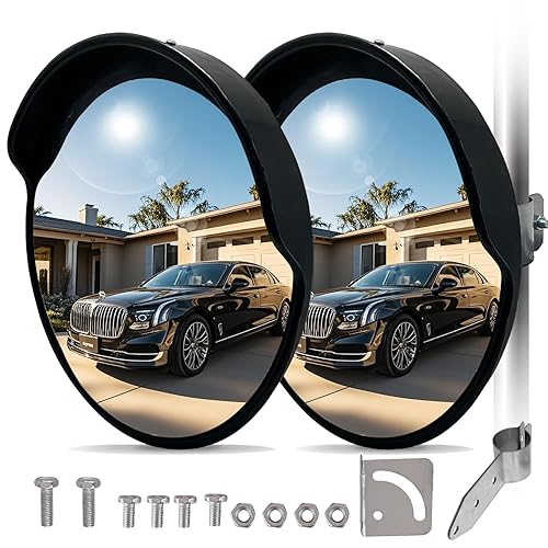 Miniatura 28 de Espejo convexo de 18 pulgadas, paquete de 2 espejos de seguridad para garaje, almacén, punto ciego, oficina, seguridad de tráfico 18" Interior-2pack