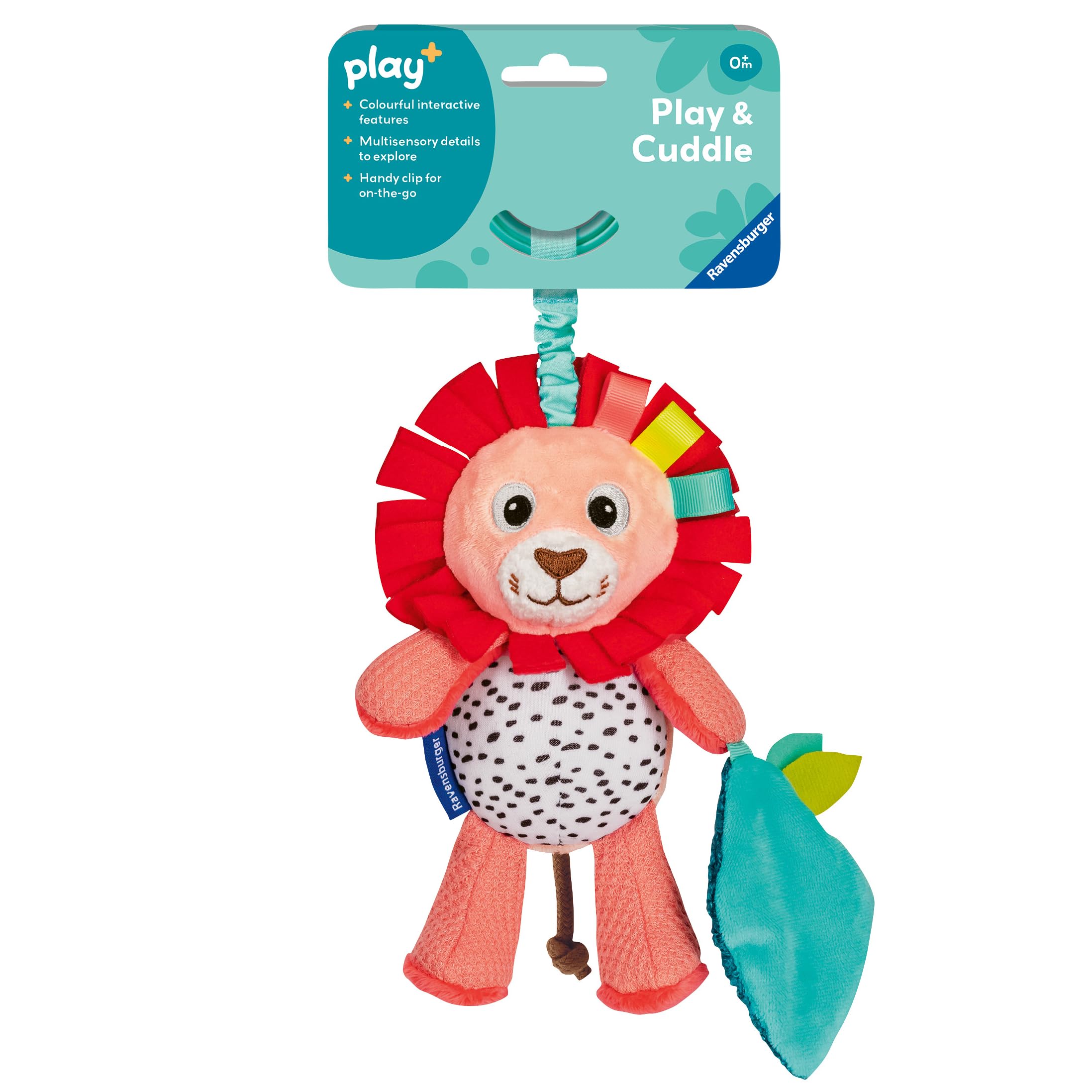 Ravensburger Play+ Shake & Rattle Lion - Baby Toys 0- months - Sensory Toys for Babies with Handy Clip