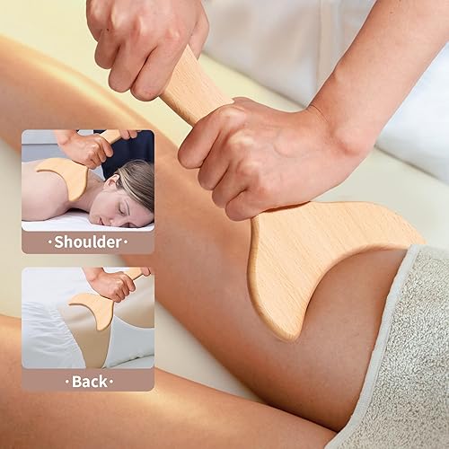 Miniatura 5 de Masajeador de drenaje linfático manual de madera para fascia y juego de herramientas Gua Sha para liberación corporal, celulitis, anticelulitis y