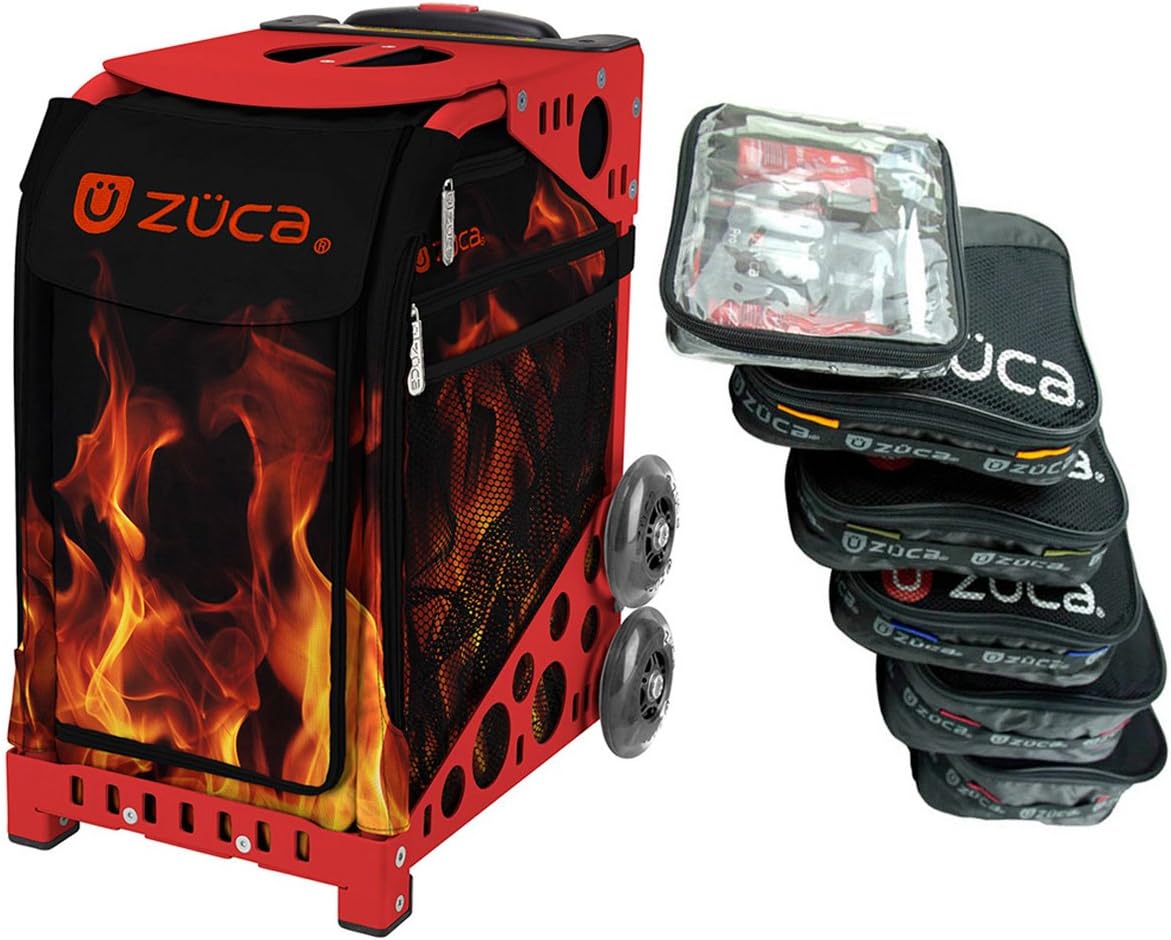 ZUCA "Blaze Sport Insert Bag, Red Frame w. Flashing Wheels, Packing Pouches