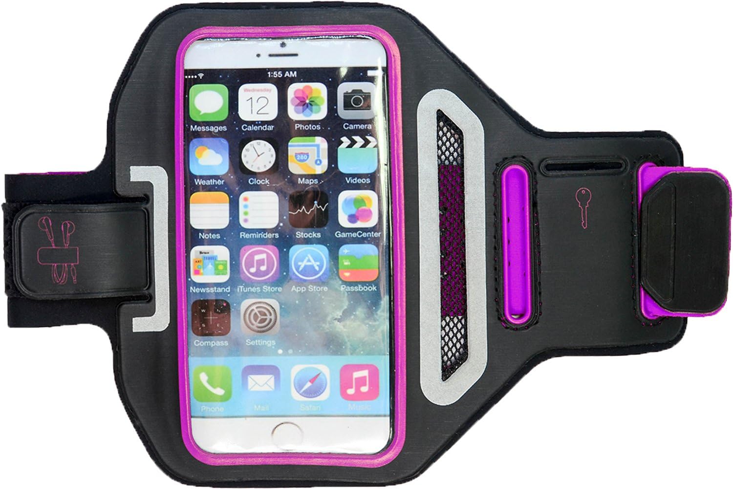 iPhone 6 Armband Perfectly Fits Phone Sizes from 3.5~4.7, Sweat Proof with Built in Earphone Cord Storage with Extra I.D. Key Holder, Credit Card and Money Holder with 30 Day Money Back Guarantee. (Purple)