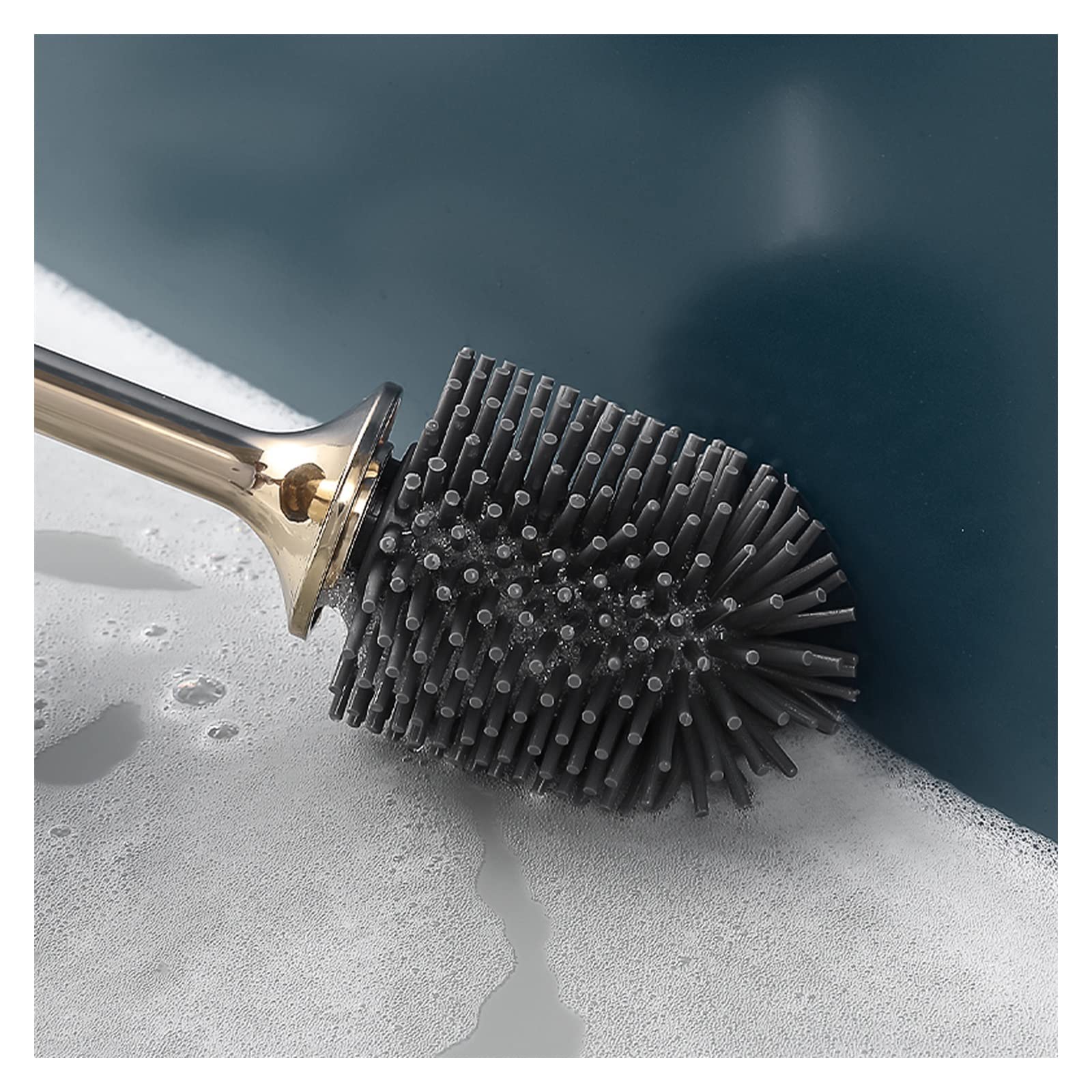 Limpiador de baño con soporte para ahorro de espacio, mango ergonómico EasytoClean, diseño sin ángulo muerto para una higiene eficiente