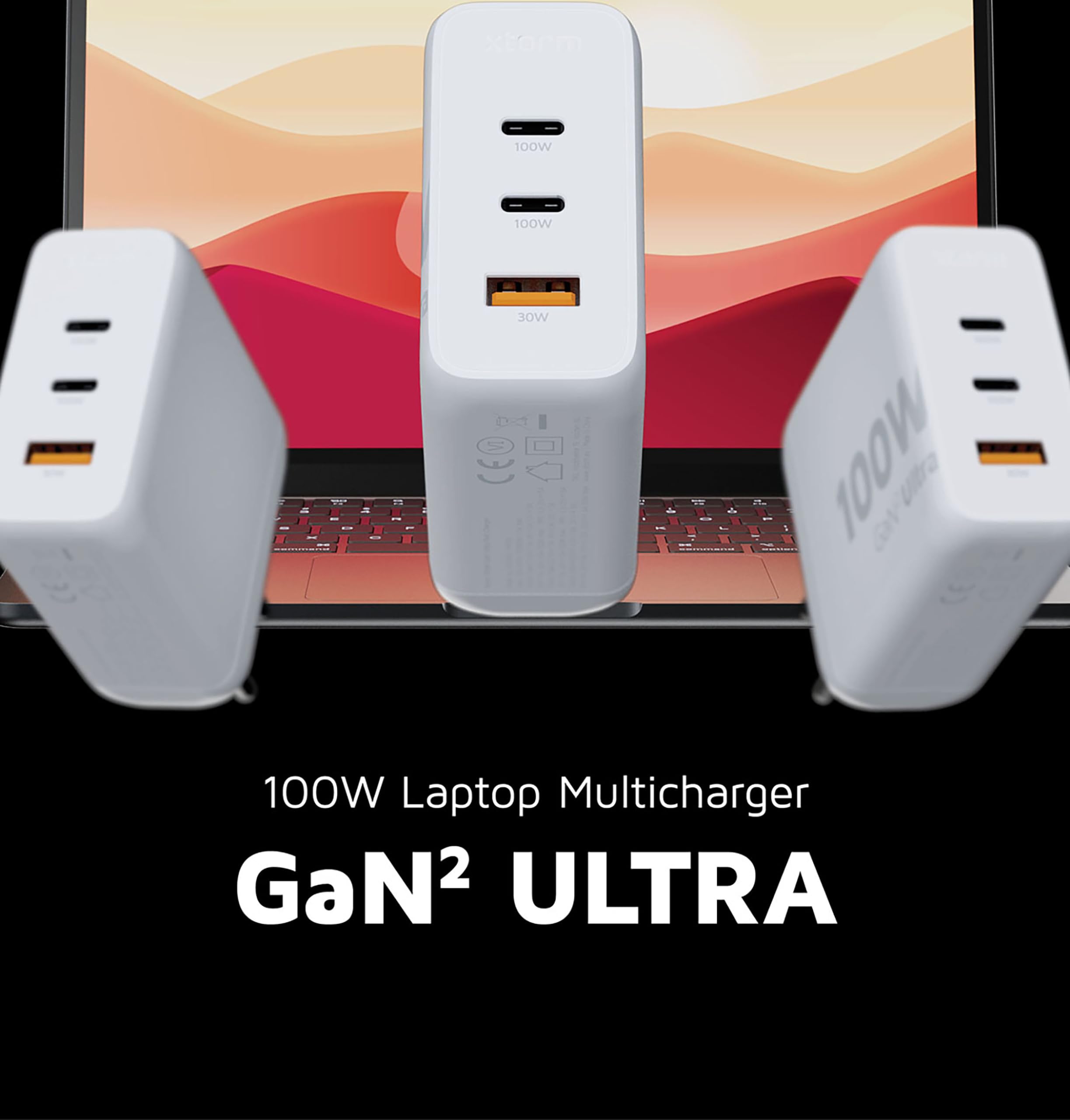 Xtorm NextGen caricatore da parete GaN2 a tre porte USB, ricarica rapida | Compatto ma potente, ricarica contemporaneamente fino a tre dispositivi con due porte USB-C e una porta USB-A.