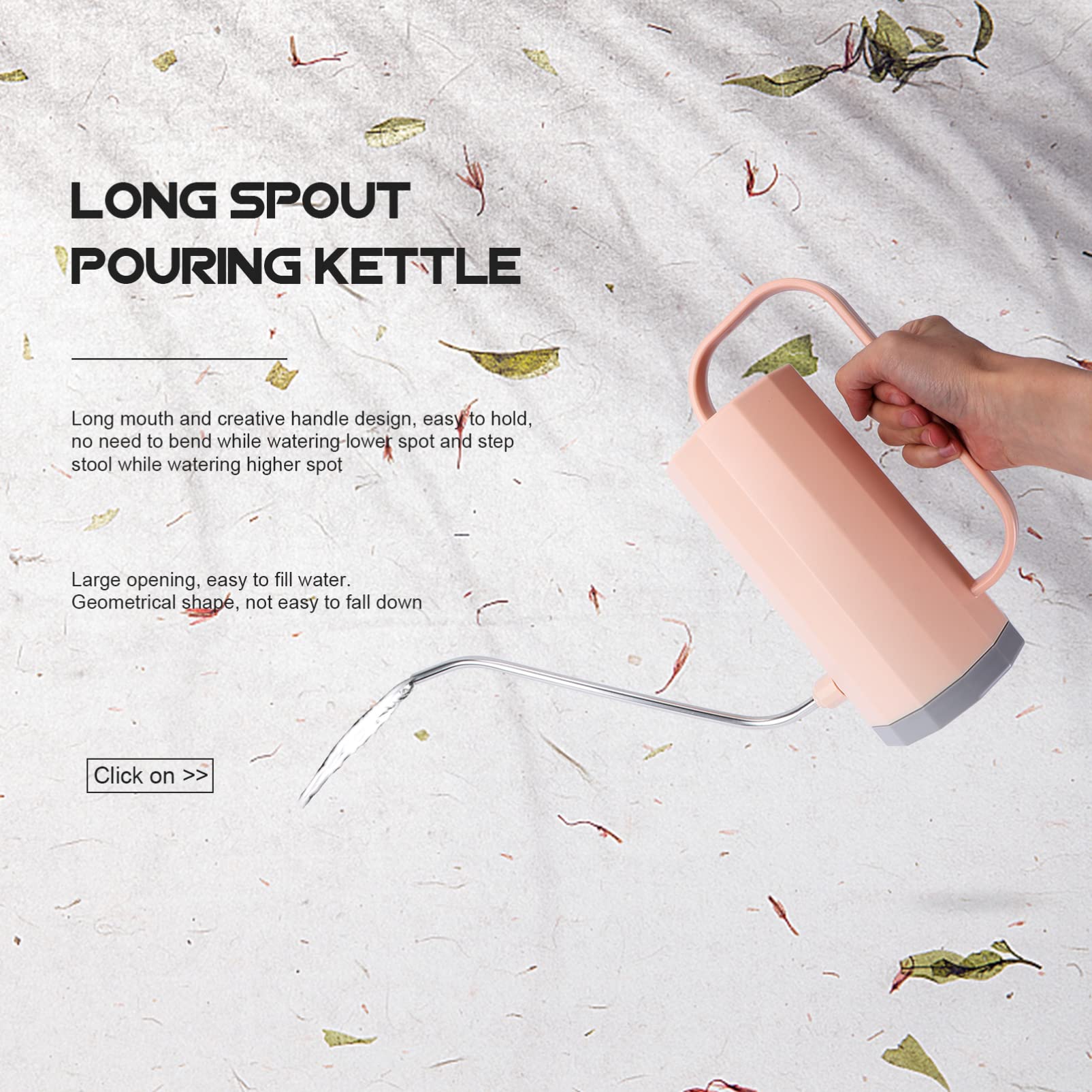 DOITOOL 1 arrosoir en plastique de 1200 ml, couleur bonbon, à long goulot, pour plantes d'intérieur et d'extérieur (rose)