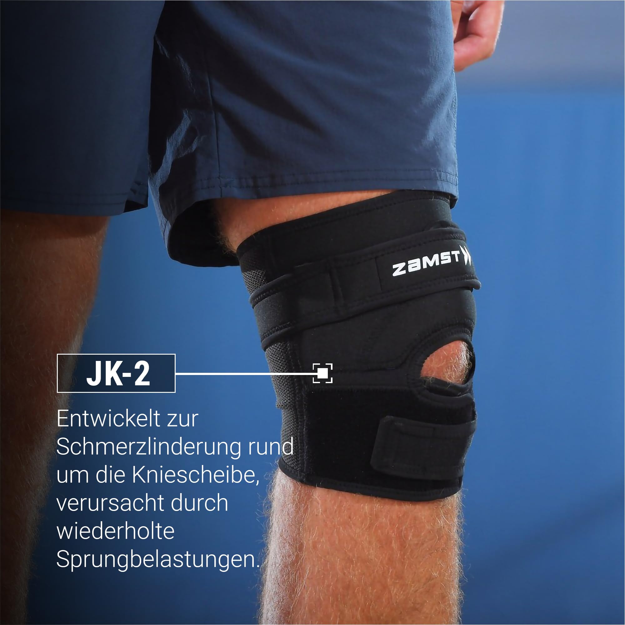 Zamst JK-2 Kniebandage - Optimierte Patellasehnenbandage - Kompressions-Bandage Knie - Ideal für Basketball, Volleyball, Fußball und Sprungsportarten (L)