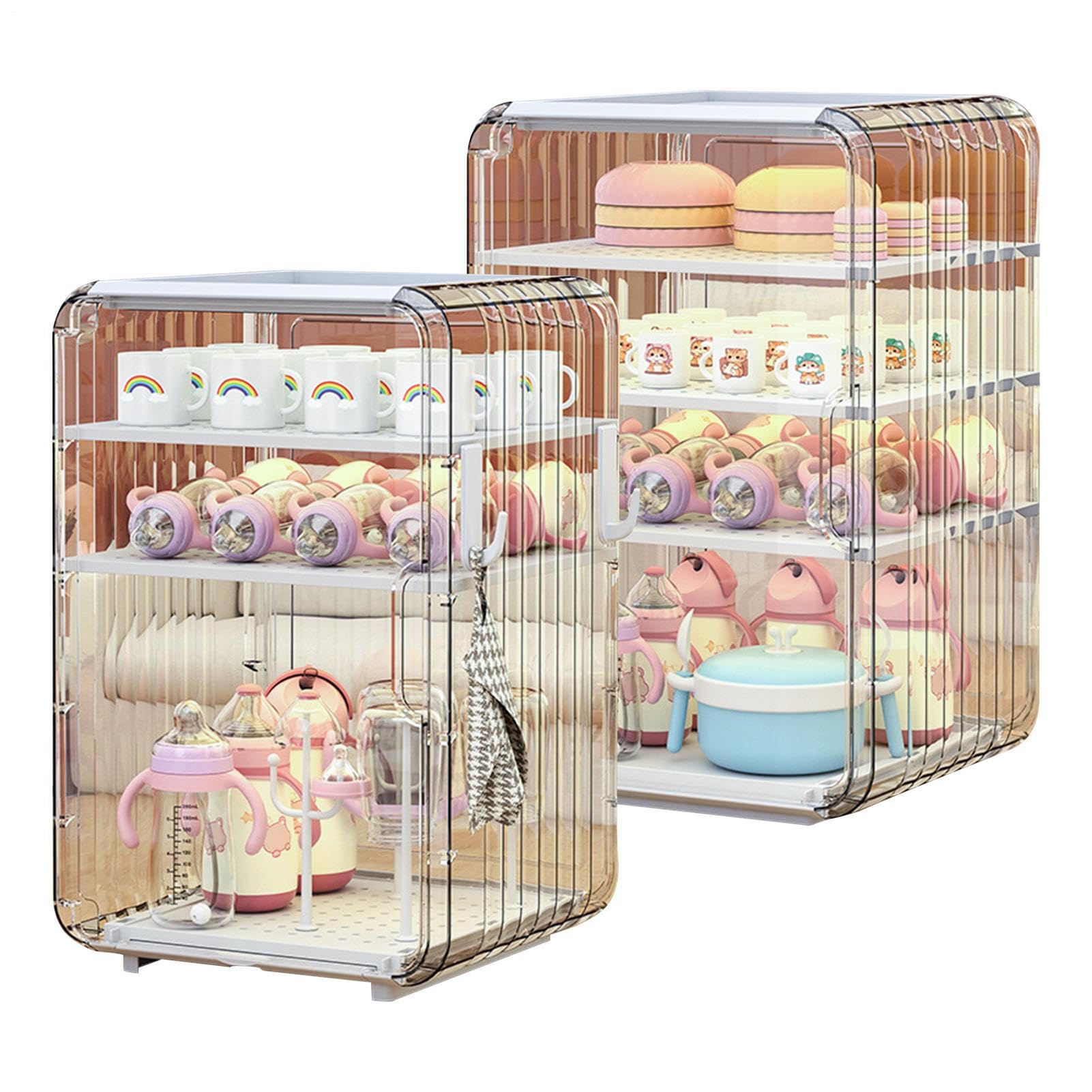 Organizer per biberon, organizer per posate per bambini, portatile, porta bicchieri antipolvere con coperchio, per vasetto, cucina, tavolo, frigorifero, armadio, camera da, dispensa, asilo