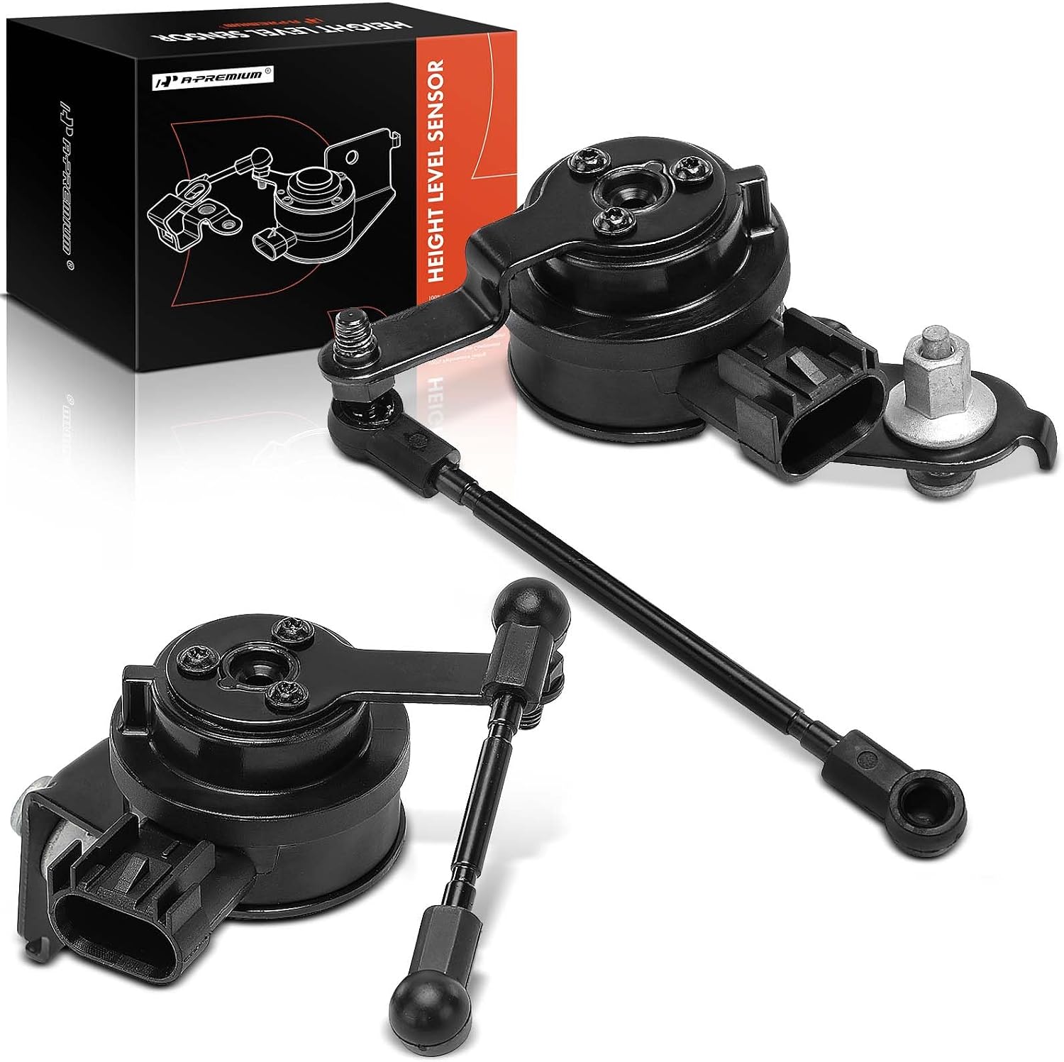 A-Premium Ride Height Level Sensor Compatible with Cadillac CTS 2014-2019, ATS 2013-2019, RWD Only, Front & Rear Right Passenger Side, 2-PC Set