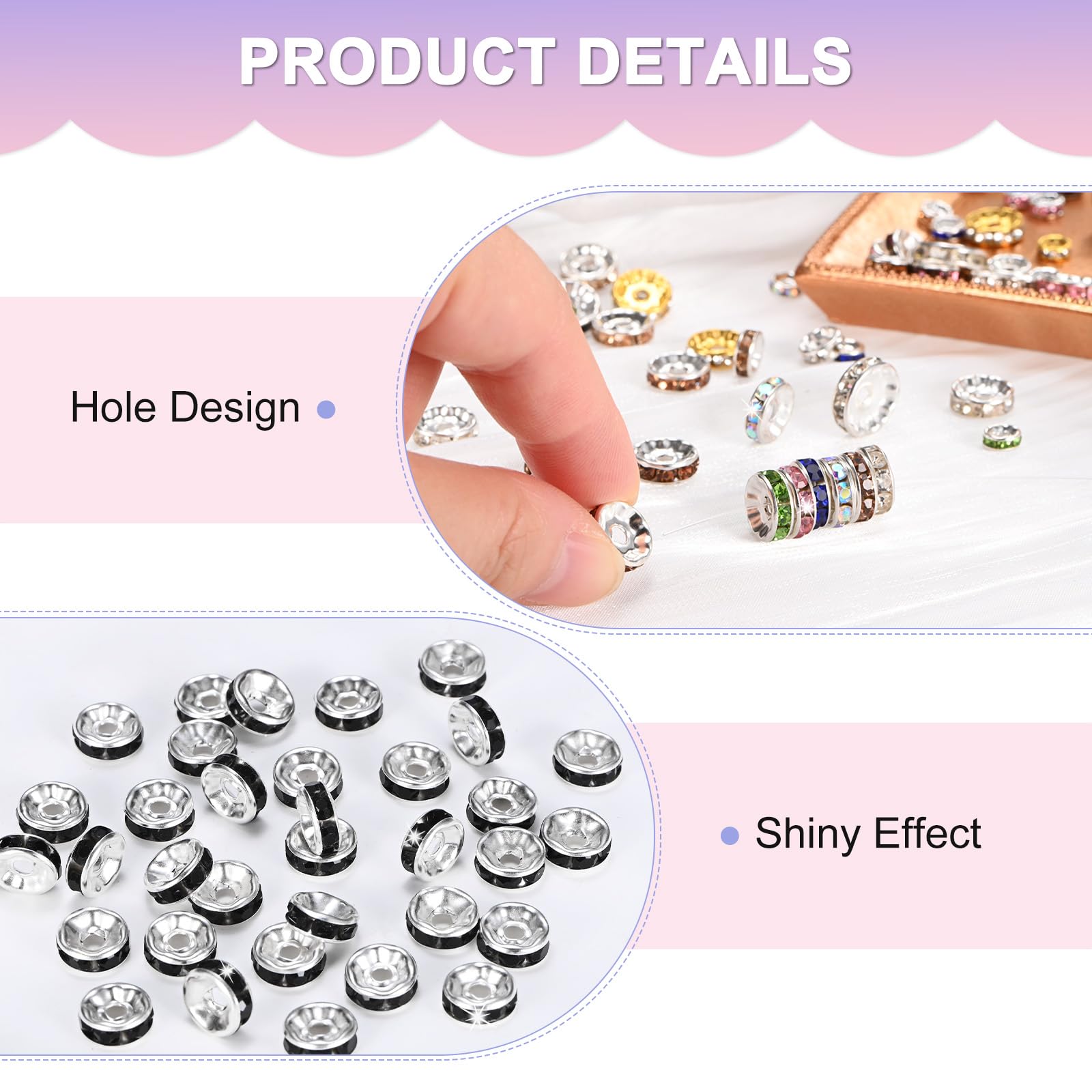 M METERXITY 100-Pack Rondelle Spacer Beads - Image 2