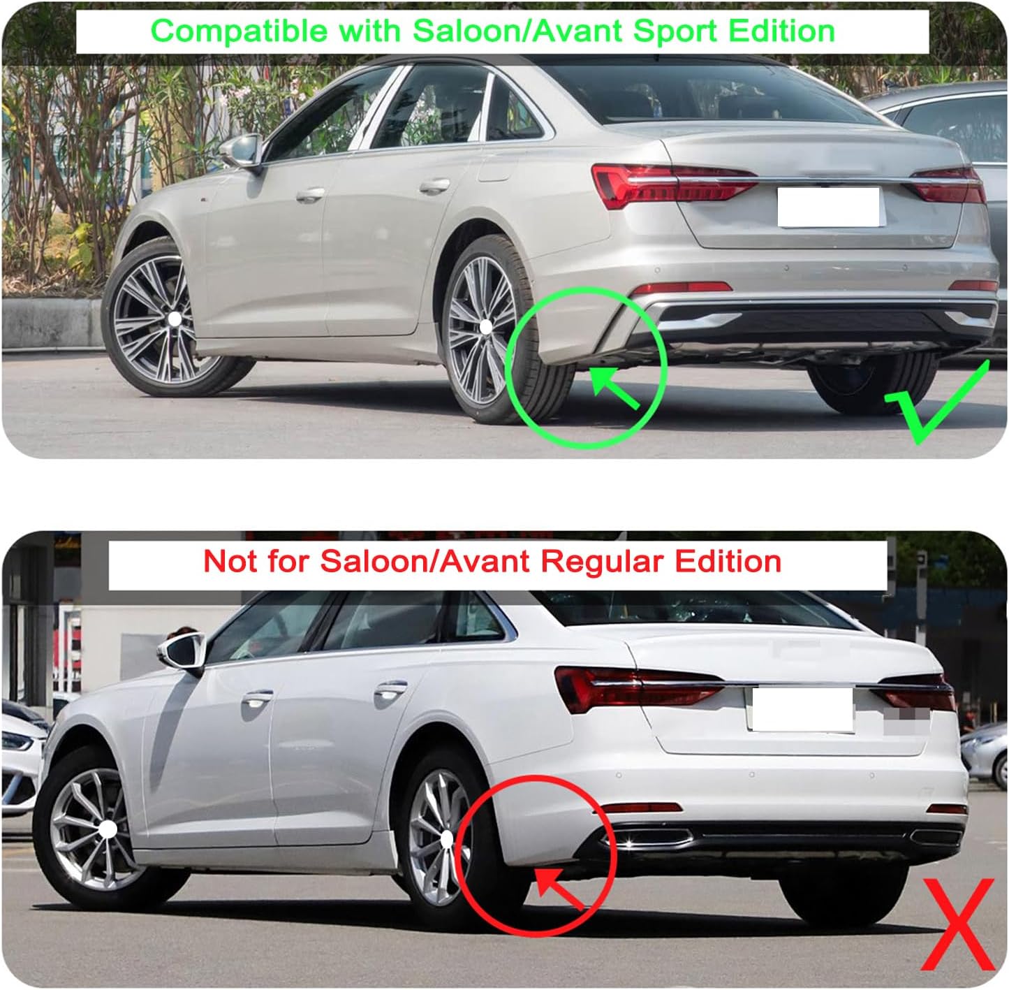 Mud Flaps for Audi A6 S6 C8 Saloon/Avant Sport Edition 2019-2025, 4Pcs Front Rear Car Wheel Fender Splash Guard W/Clips