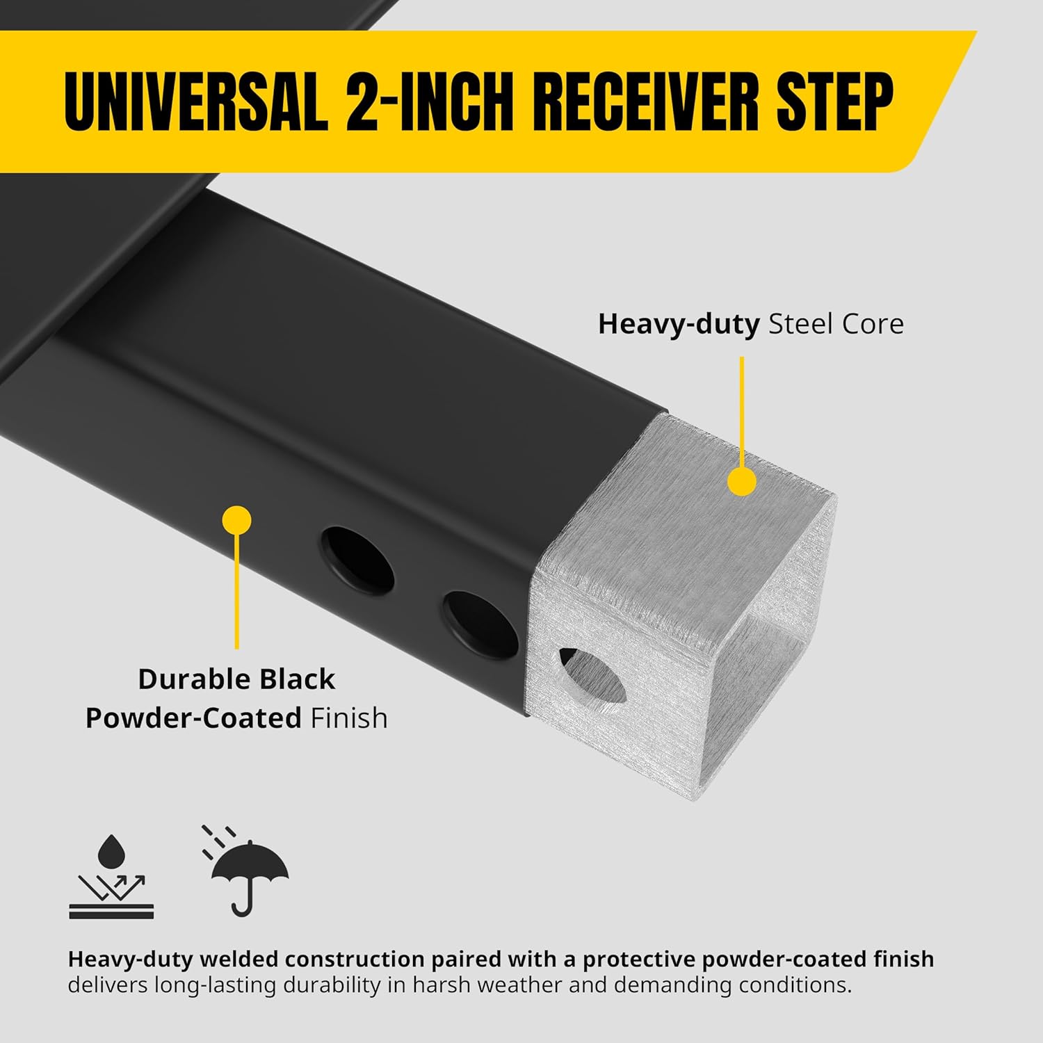 MaxxHaul 50941 Universal Steel Trailer Tow Hitch Step Bar with Drop Step Pads for Pickup Truck 2" Receiver