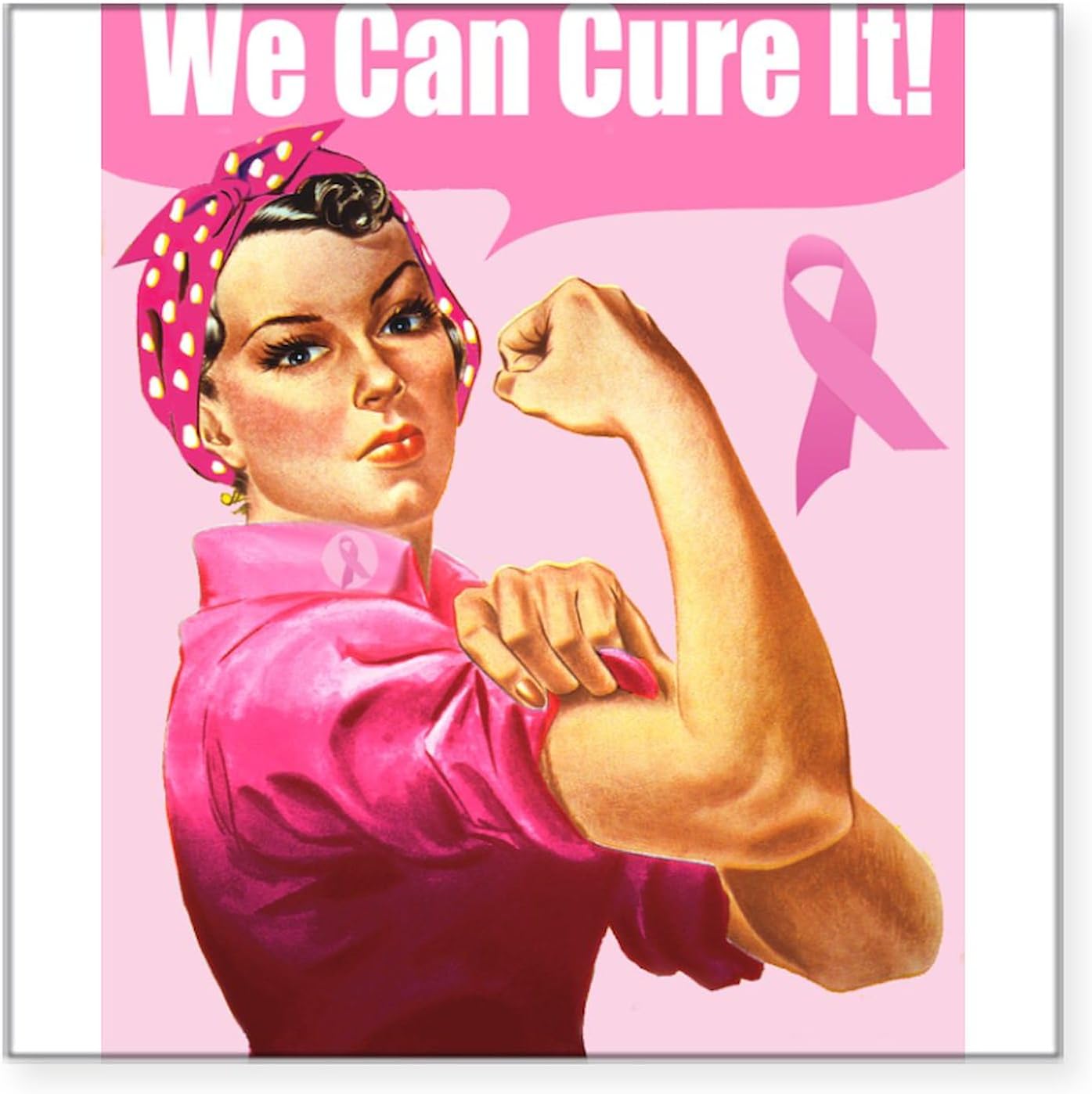 CafePress Rosie The Riveter Breast Cancer Awareness Sticker Square Bumper Sticker Car Decal