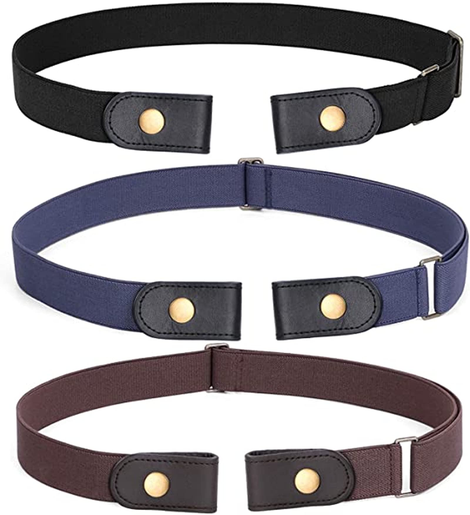 Nothers3 Pieces No Buckle Stretch Belt Buckless Belt Invisible Elastic Belt Unisex for Adjustable Belt Jeans Pants -Color 3