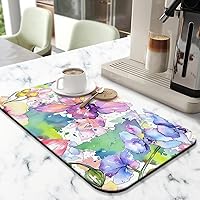 Vista 22 de Tapete de secado de platos de goma para encimera de cocina grande con diseño de limón, lavable, almohadilla de secado rápido para el hogar y café