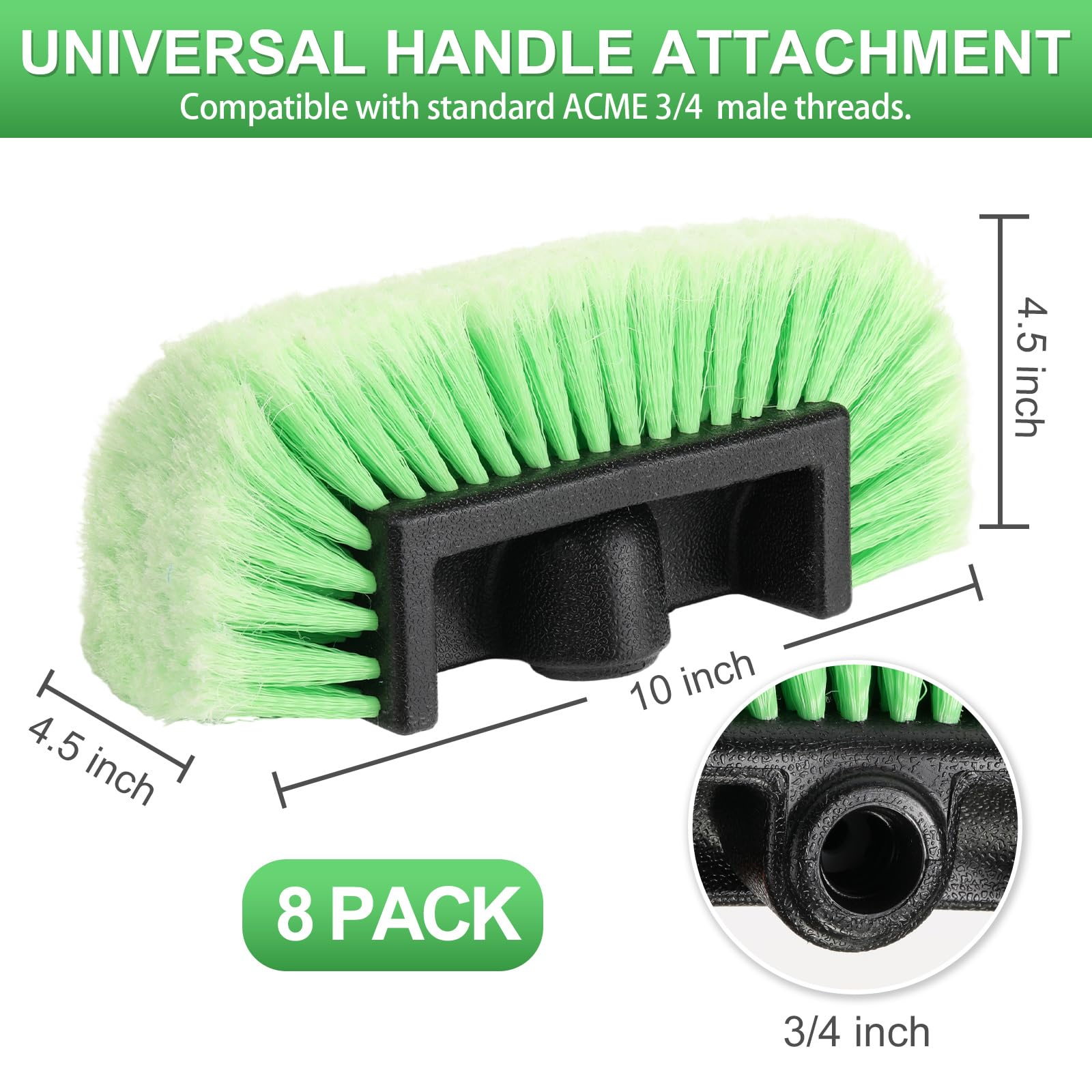 Vesici 8 cabezales de cepillo de lavado de coche con cerdas suaves para detalles, cepillo de limpieza exterior de automóviles, equipo de lavado para automóvil, camión, caravana, barco, cámper, 10