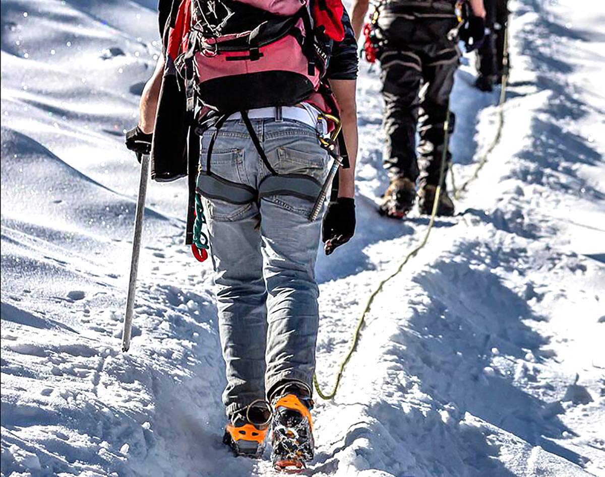 Crampones auténticos Puntas de Acero Inoxidable y Silicona Duradera, antideslizamiento, crampones de Hielo, crampones de Nieve para Caminar, Senderismo, Alpinismo en Invierno