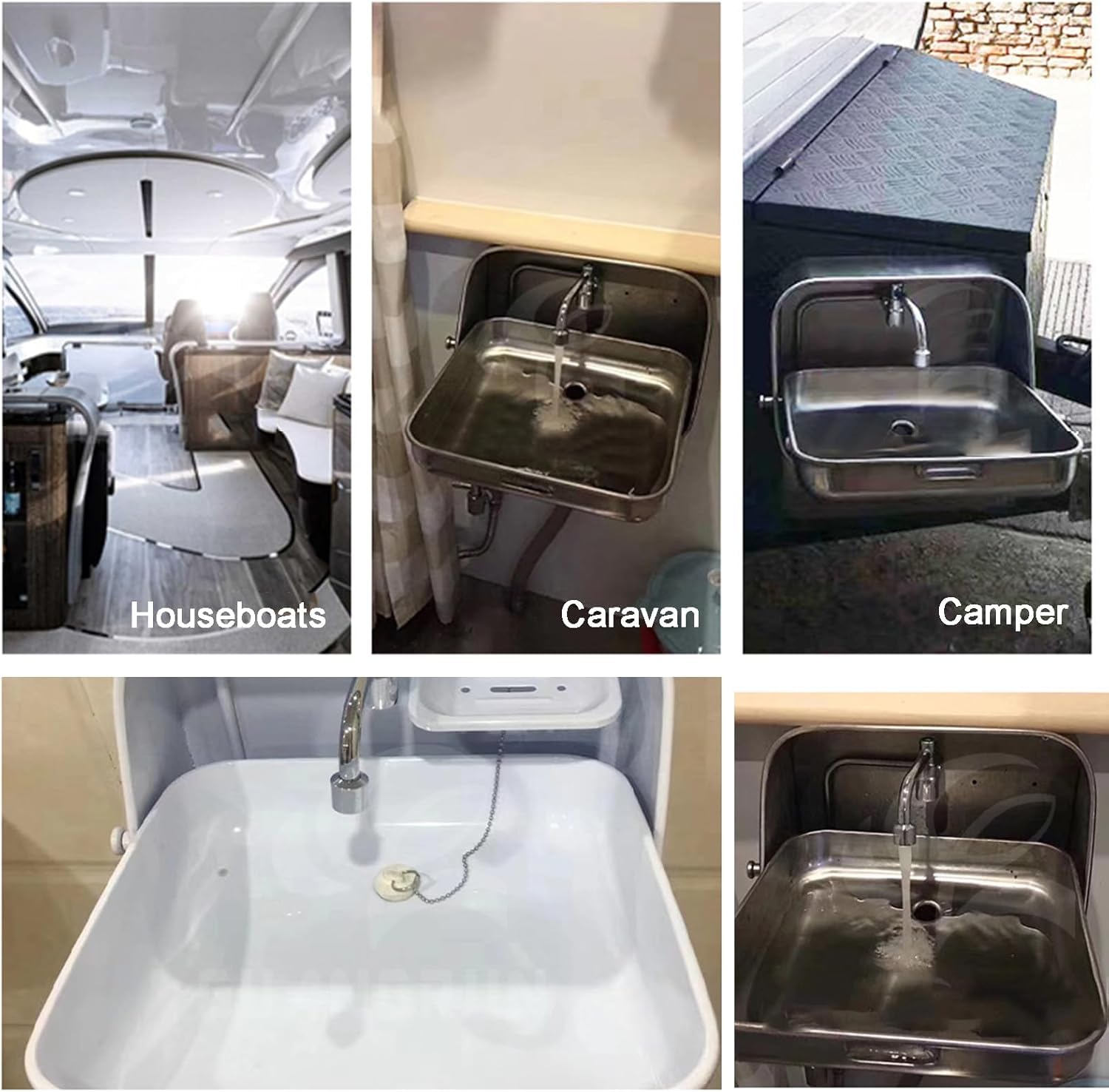 RV Caravan Oder Boot Waschbecken Edelstahl Handwaschbecken, RV Camping Spüle Bausatz Mit Wasserhahn, Wandmontiert RV Wohnmobil Spülbecken Set, Für Wohnmobil, Camping Spülbecken, Camping Waschbecken