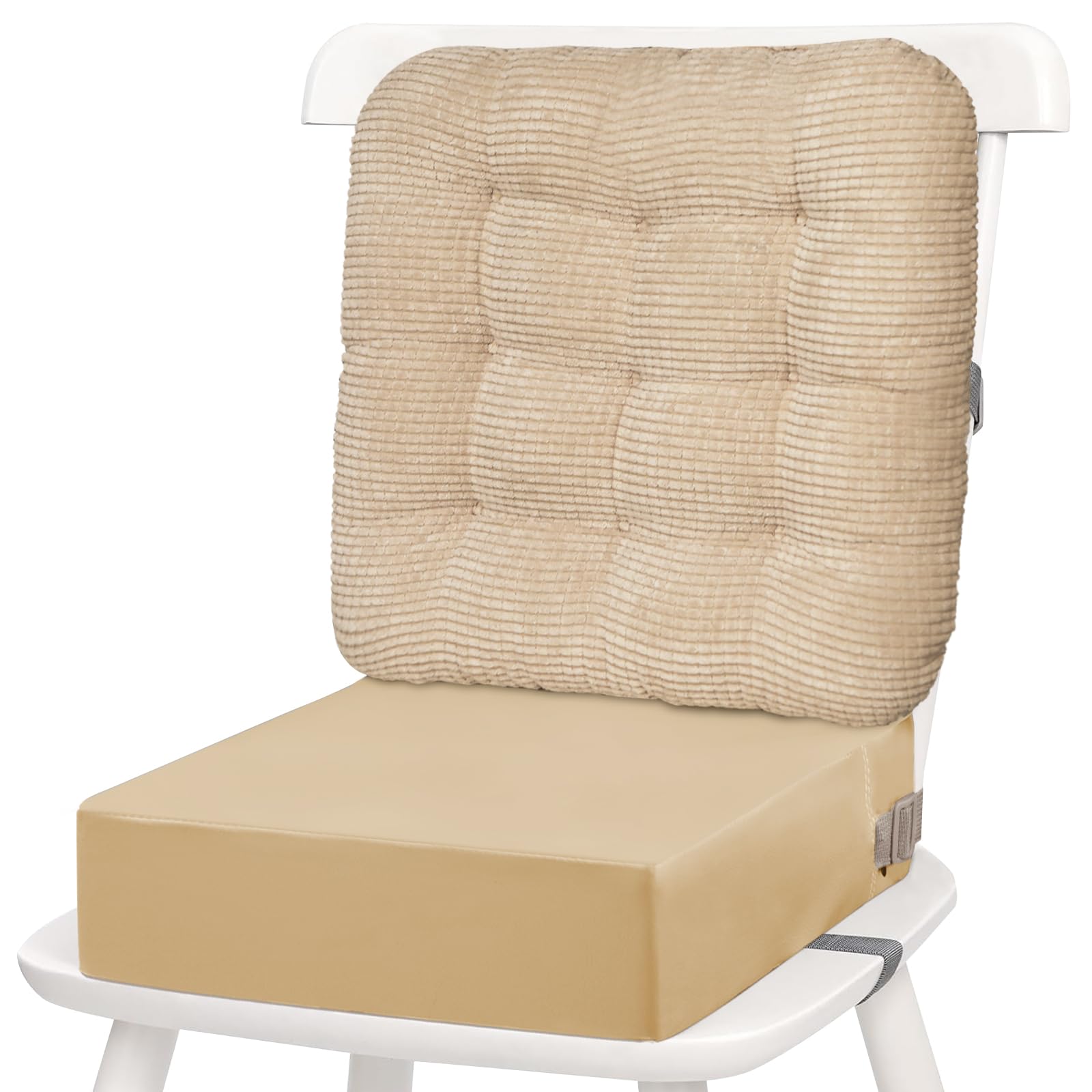 Rehausseur Chaise Enfant - 2 Réhausseurs pour Enfants avec Différentes Hauteurs pour Manger, Rehausseur Amovible, PU imperméable à l'eau facile à nettoyer rehausseur de chaise (Beige)