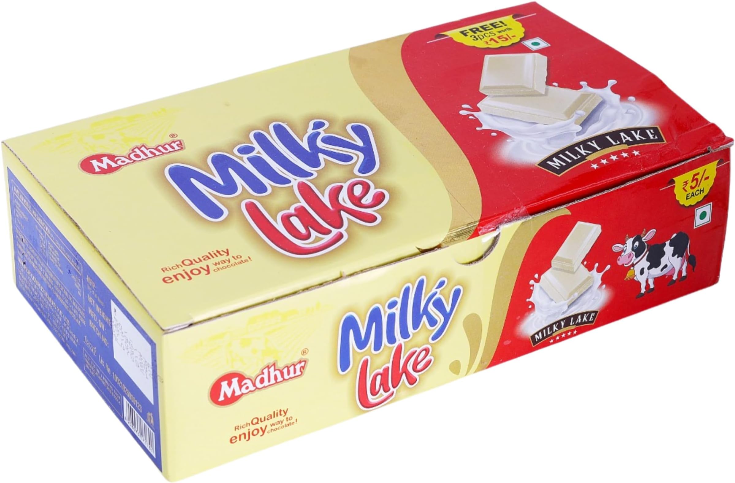 Madhur Rectangular Milky Lake Milky Bar | 33 Pieces | Creamy White Chocolate Candy | Milky Bar | Smooth & Velvety Texture | Ideal for Gifting, Parties & Celebrations | Vegetarian