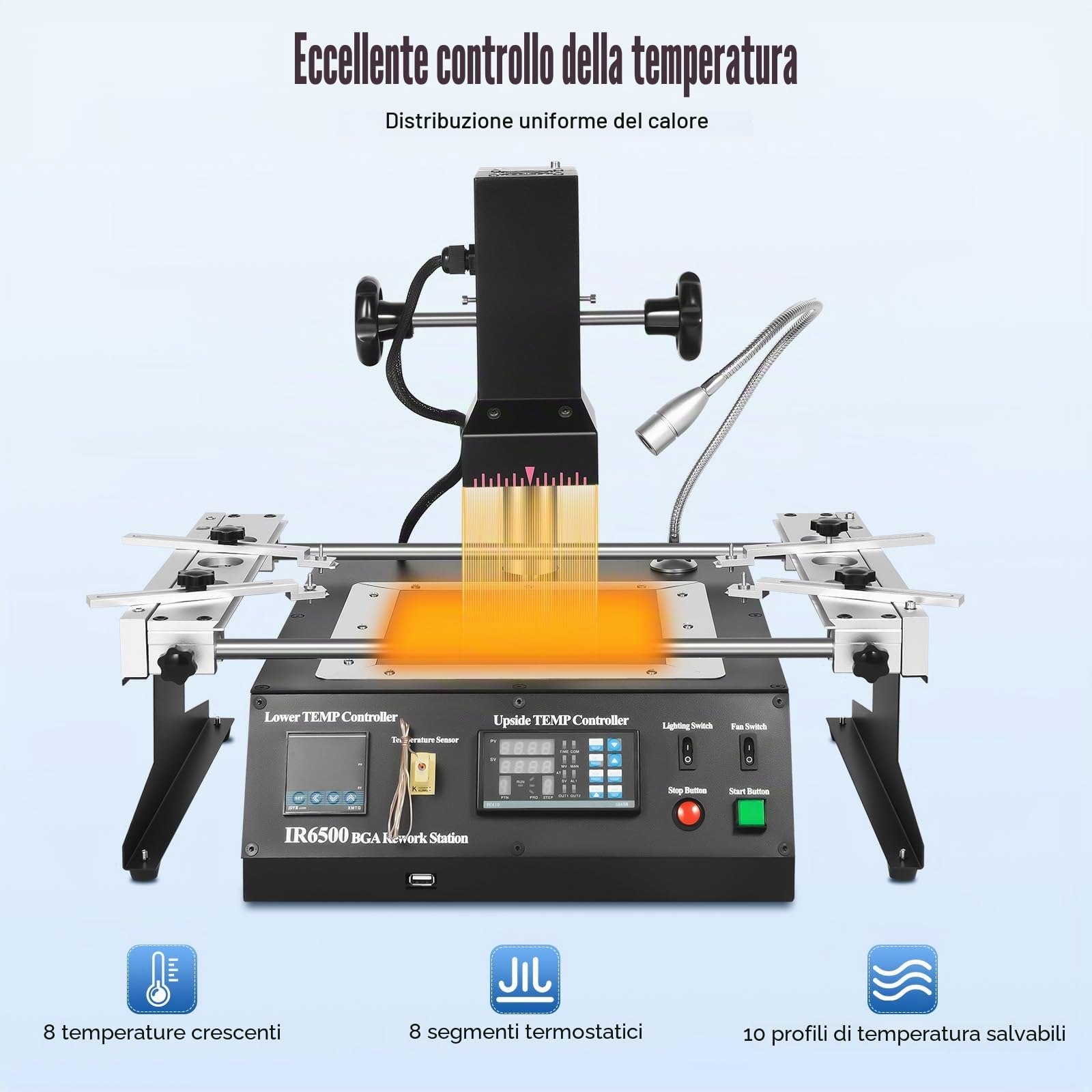 IR6500 - Stazione di riparazione BGA, 1250 W, 220 V, con display digitale LED, saldatrice, stazione di saldatura, saldatura a infrarossi per saldare, smontare o riparare componenti imballati