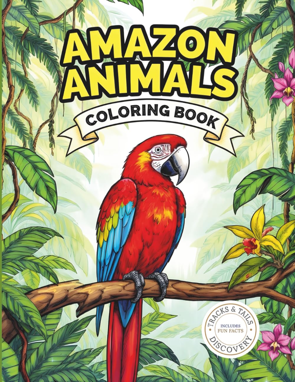 Amazon Animals Coloring Book: 40 Realistic Amazon Rainforest Animals with Fun Facts and Jungle Habitats (Tracks & Tails Discovery)