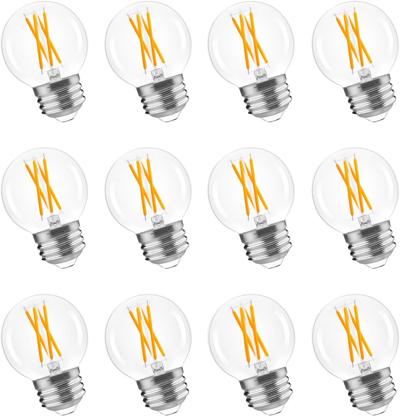 G16.5 LED Bulb Dimmable, 6W, 60 watt Equivalent, 2700K Warm White E26 Globe Bulb, Round Edison Bulbs for Ceiling Fan, Pendant, Chandeliers, 90+CRI 600LM, 12 Pack