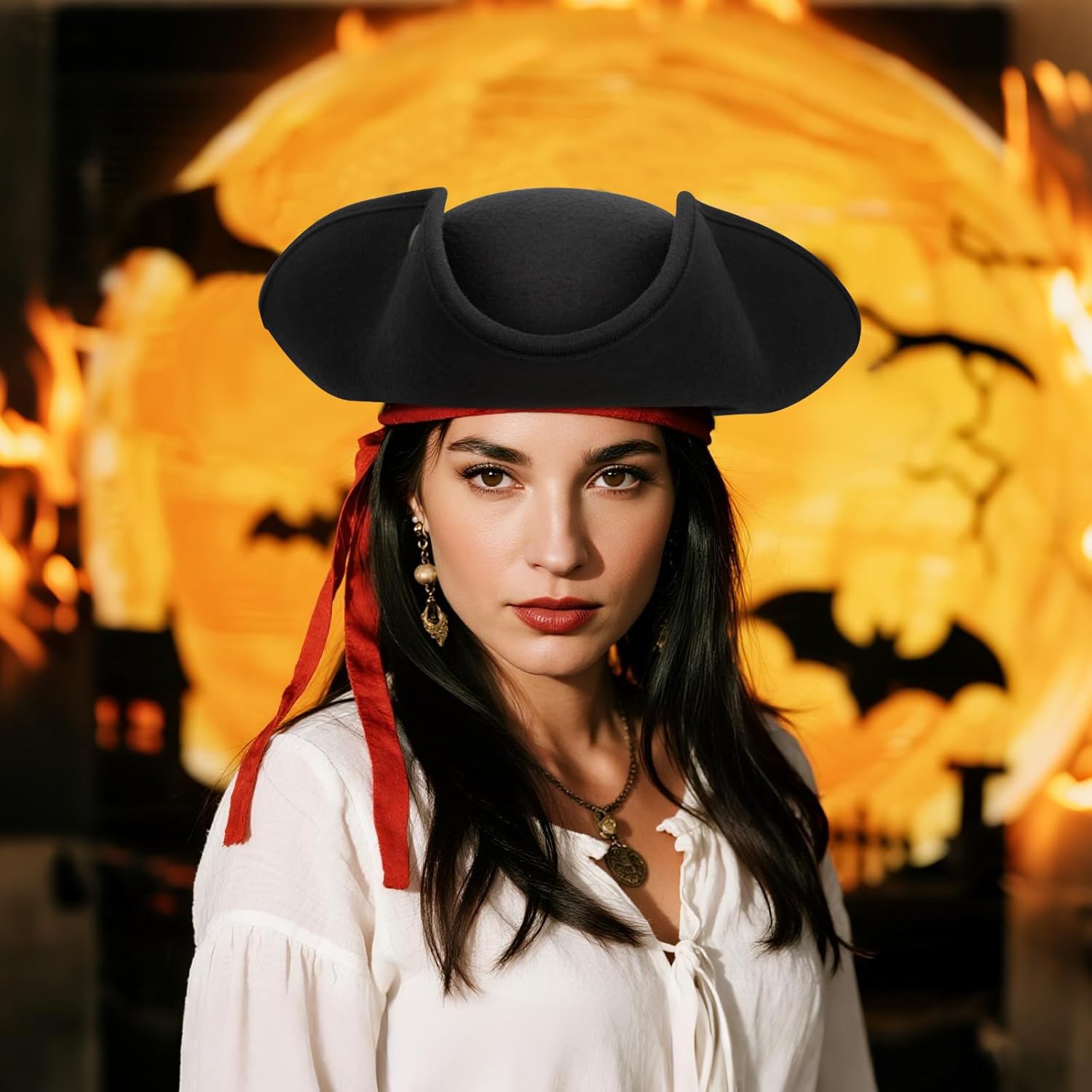 Pirate Costume Hat Women/Men, Pirate Accessories Tricorn Halloween Hat for Adults - Image 6