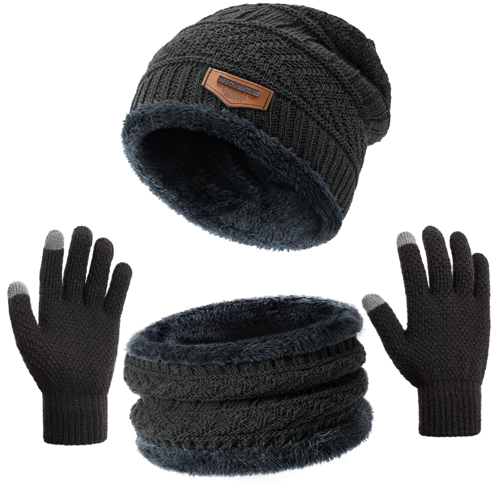 Winter Hats for Women/Men - Beanies Hats Neck Scarfs Set Warm Slouchy Beanie Snow Knit Skull Cap Gifts for Women & Men-image-19