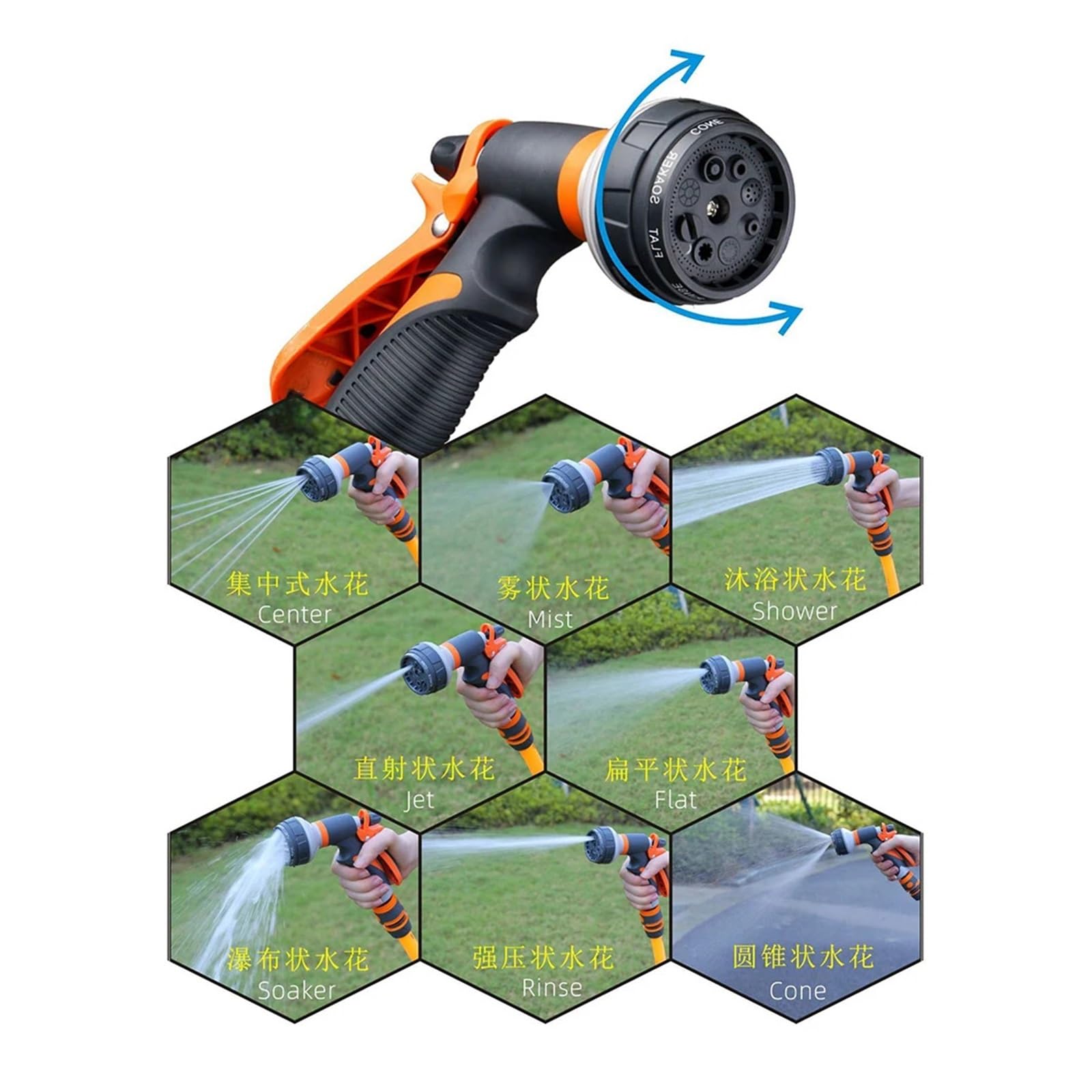 Pistola De Riego For Jardín, Pulverizador Alta Presión 8 Modos, Boquilla Ajustable For Planta, Aspersor PrevencióN De Fugas De Alta PresióN