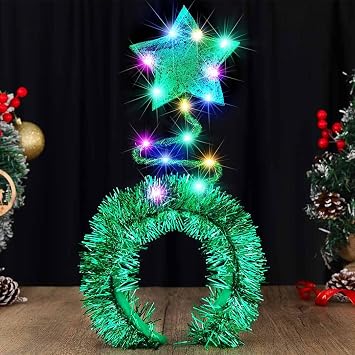 BARTOSI Light up Stars Headband LED Star Headpiece Christmas Hair Accessories for Women and Girls