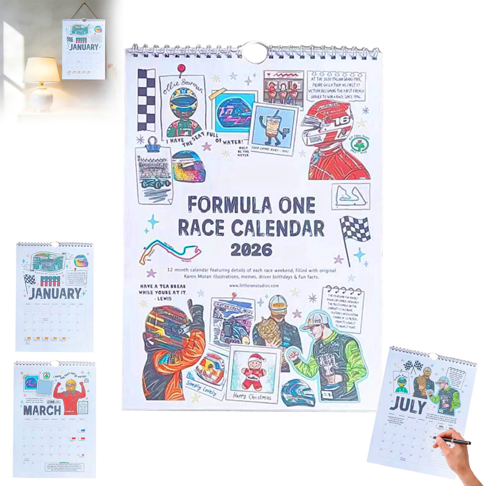 F1 Scrapbook Race Calendar 2026,The Ultimate Fan’s Race-Ready Wall Calendar with Track Art,F1 Wall Calendar 2026,Motor Sport Memorabilia,Premium Racing Gifts for True Motorsport Lovers (1PC)