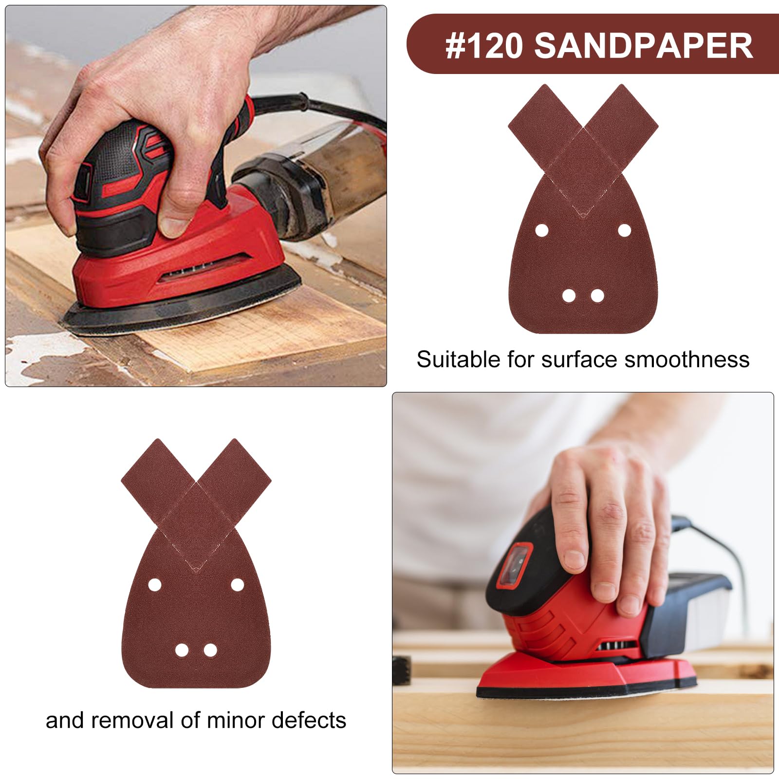 30 Pezzi Carta Abrasiva 120 Grit per Levigatrice Mouse Black Decker,Fogli Triangolari con Punta Extra, Schleifpapier per Legno, Metallo, Plastica e Finiture di Dettaglio