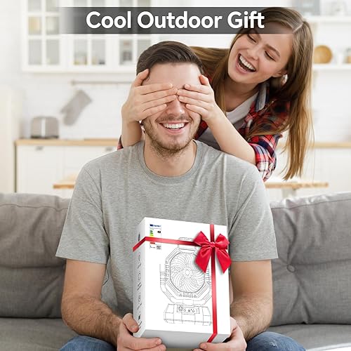 Miniatura 7 de AJVV Ventilador de campamento, ventilador portátil recargable de 20000 mAh con velocidad de viento continua, escritorio personal USB con luz para