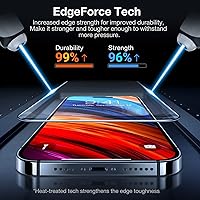 Vista 3 de TORRAS Diamond Shield - Protector de pantalla para iPhone 14 Pro Max grado militar 10X, inastillable, vidrio templado duradero 9H con borde