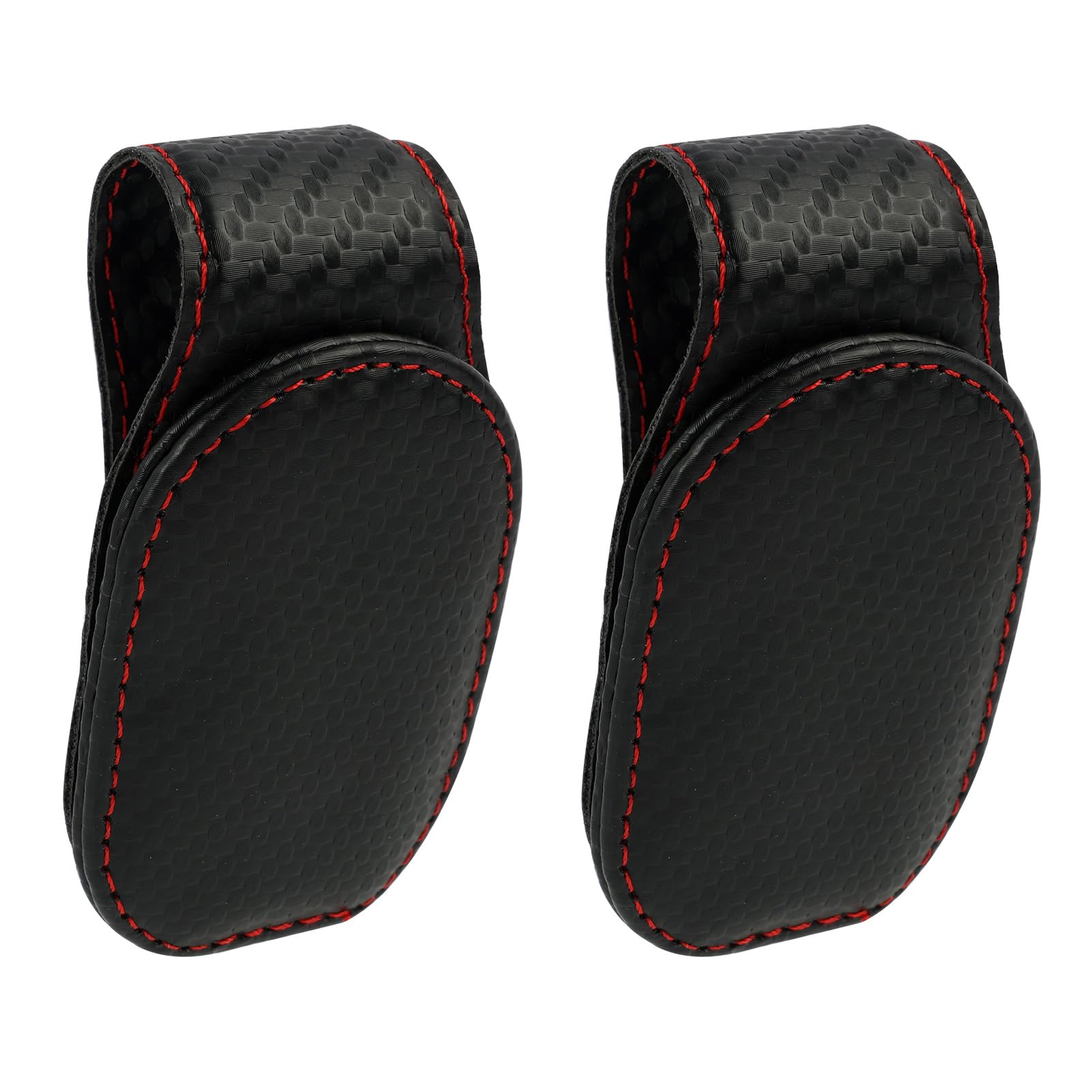 kwinfei 2 Stück Brillenhalter für Auto Sonnenblende, Magnetischer Auto Brillenclip aus Leder, Sonnenbrillenhalter Auto für Karten und Tickets, Brillenhalterung Auto Innenraum Zubehör (Carbon Design)