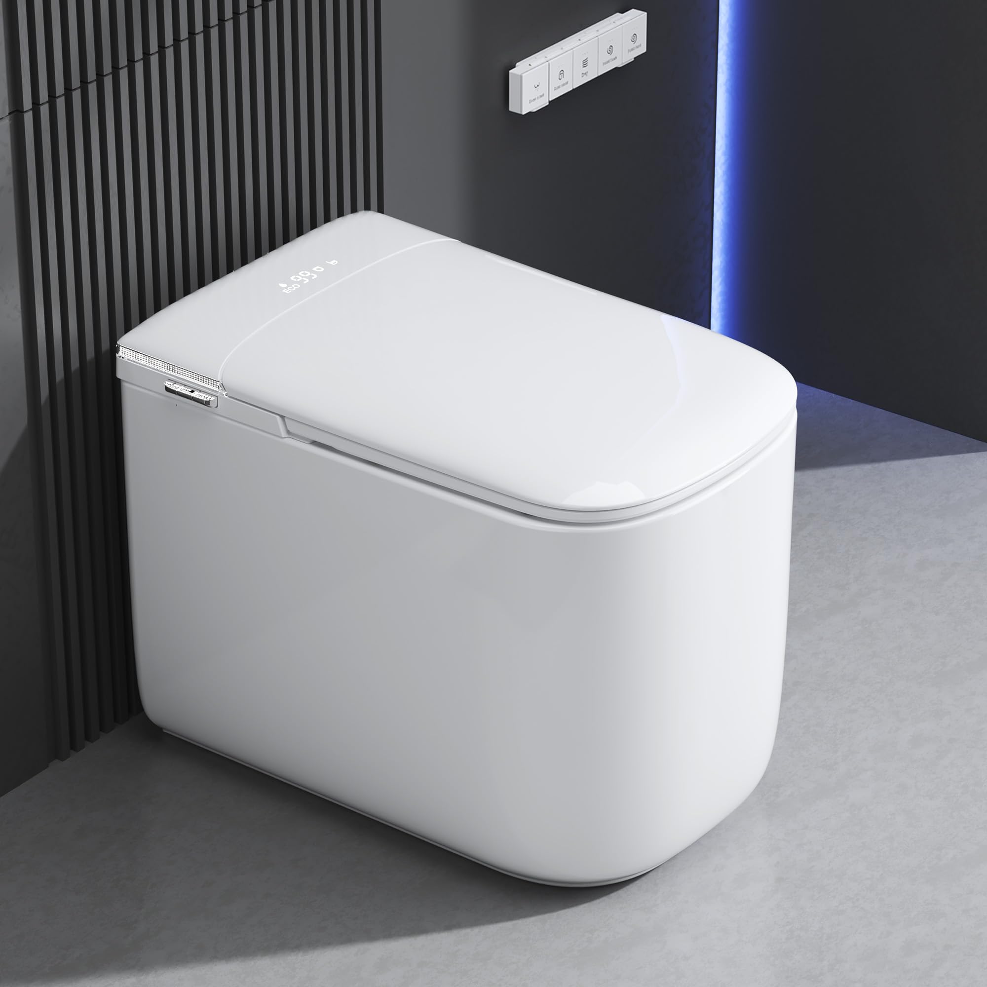 Luxury Smart Bidet Toilet with Tank, Foam Shield, Dual Auto Flush/Lid&amp;Seat, Foot Sensor, UV-C light, Compact Electric One Piece Toilet for Small Bathroom with Siphon Dual Flush 0.8/1.2 GPF